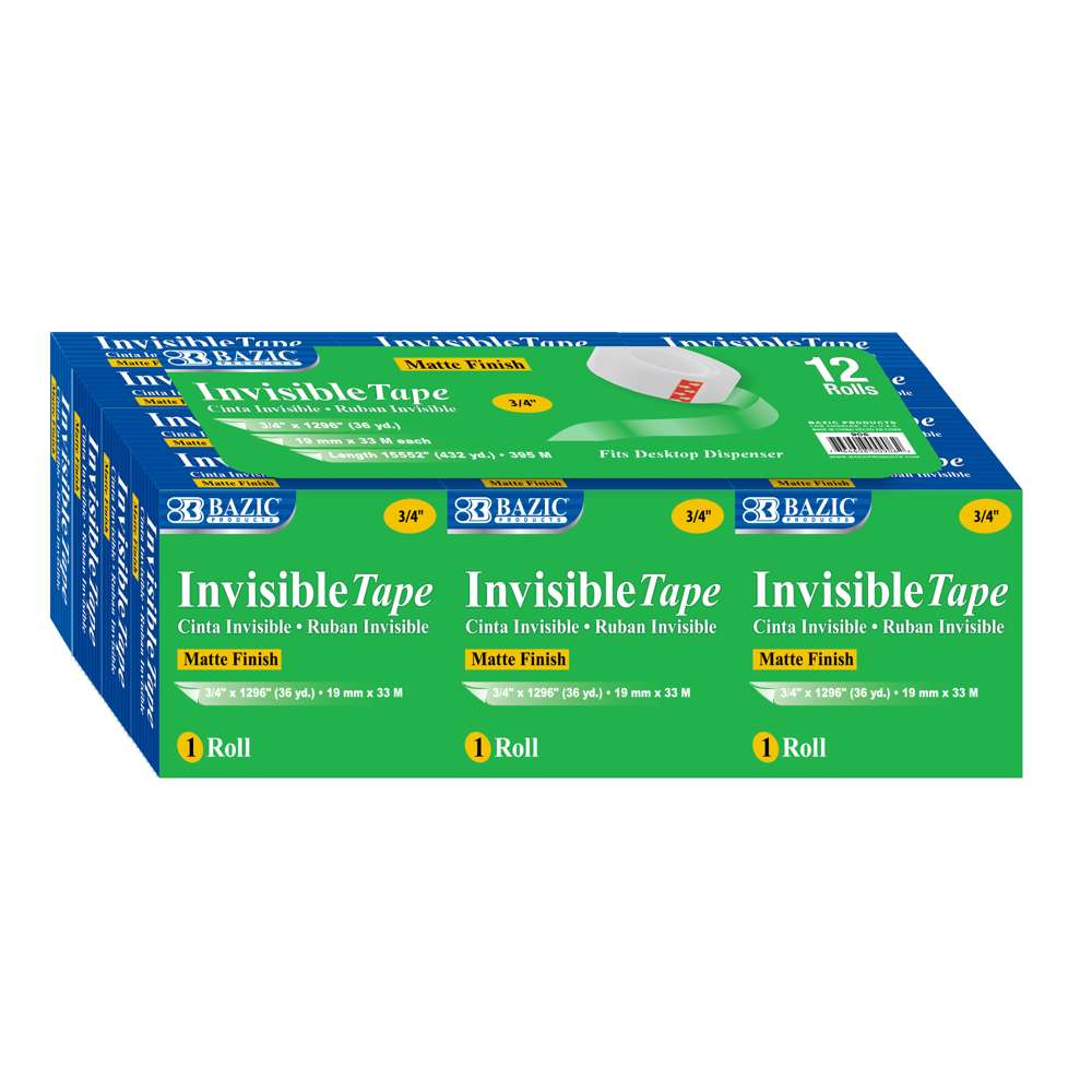 3/4" X 1296" Invisible Tape Refill (12/Pack)