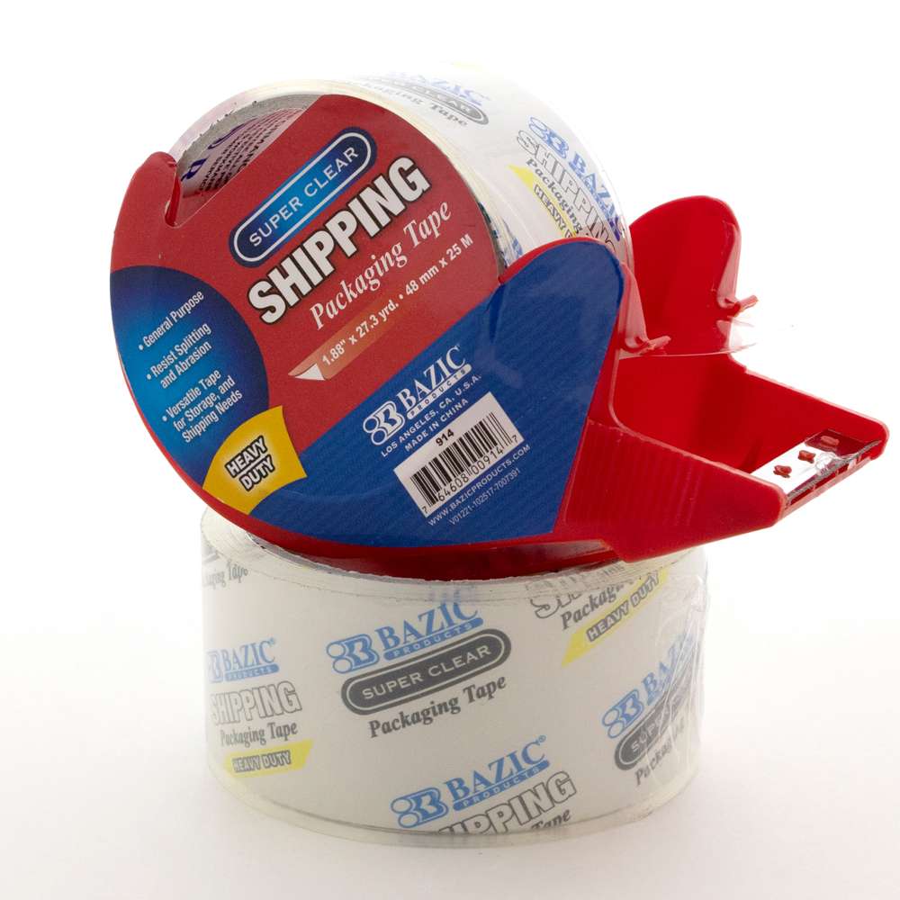1.88" x 27.3 Yards Super Clear Heavy Duty Shipping Packaging Tape with Dispenser