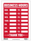 12" X 16" Business Hours Sign