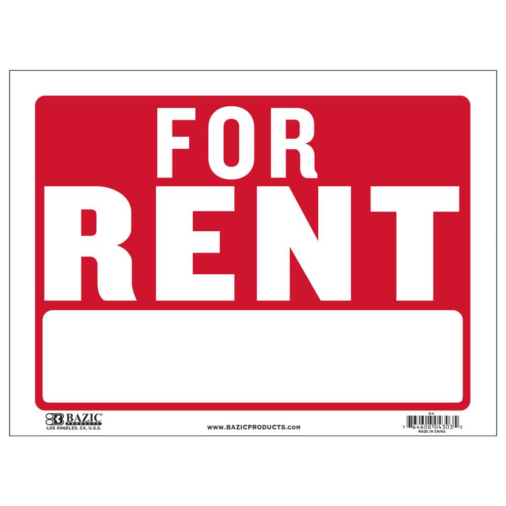 9" X 12" For Rent Sign