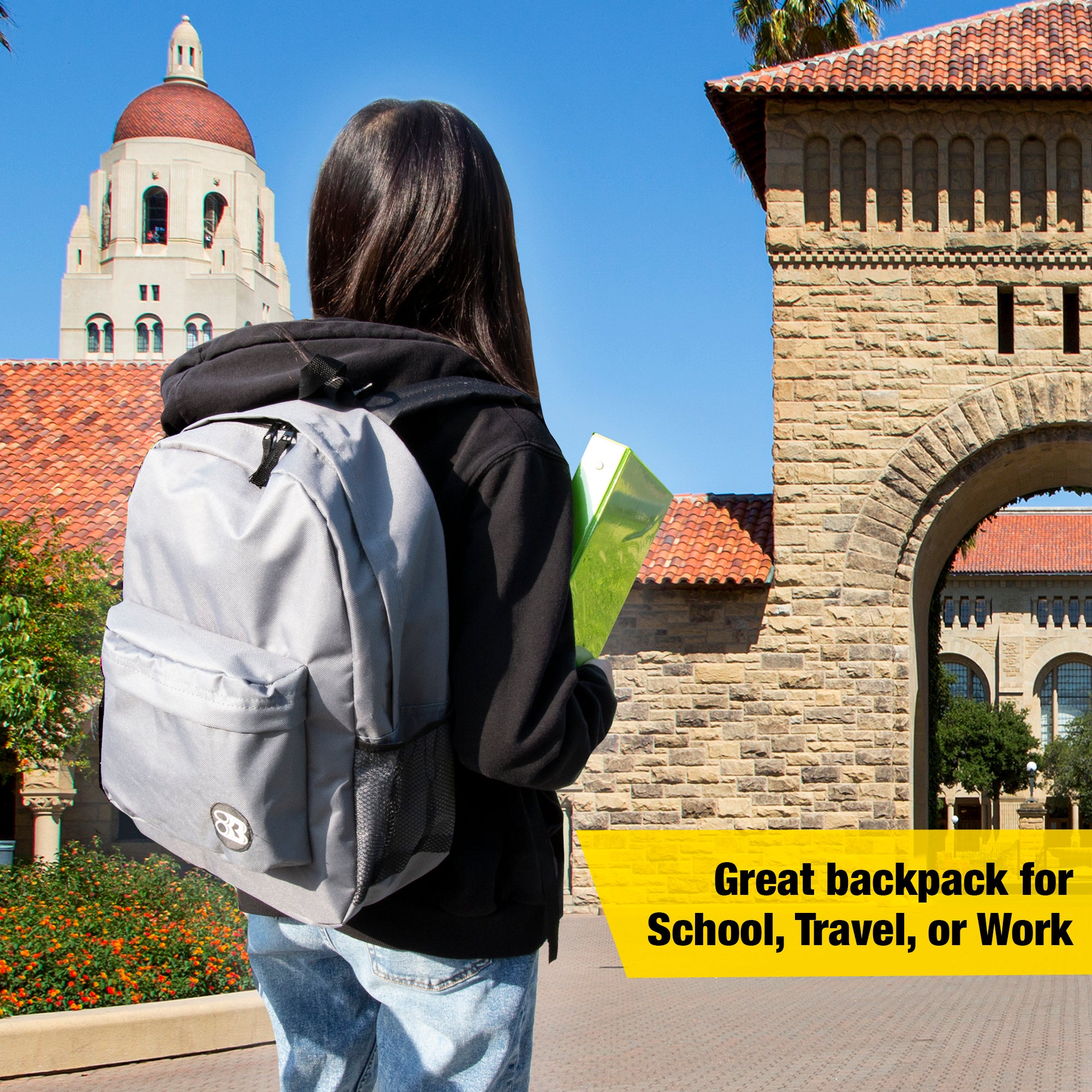 Navy Blue Classic School Backpack, 17 Inch Book Bag
