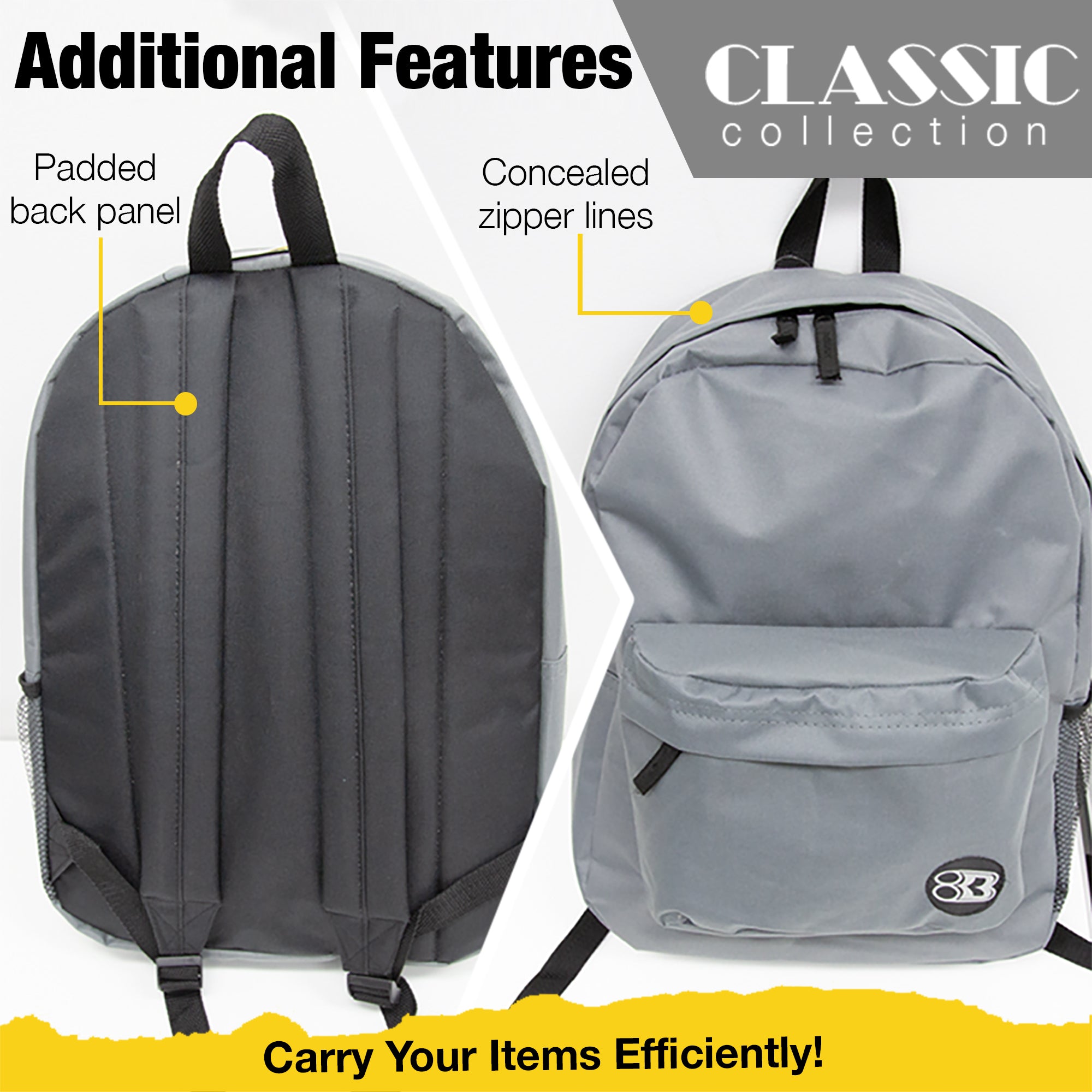 Navy Blue Classic School Backpack, 17 Inch Book Bag
