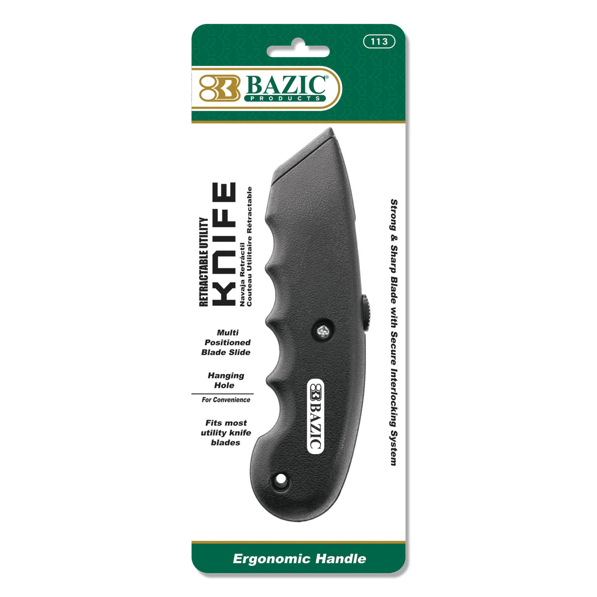 BAZIC Lightweight Multipurpose Utility Knife, Retractable