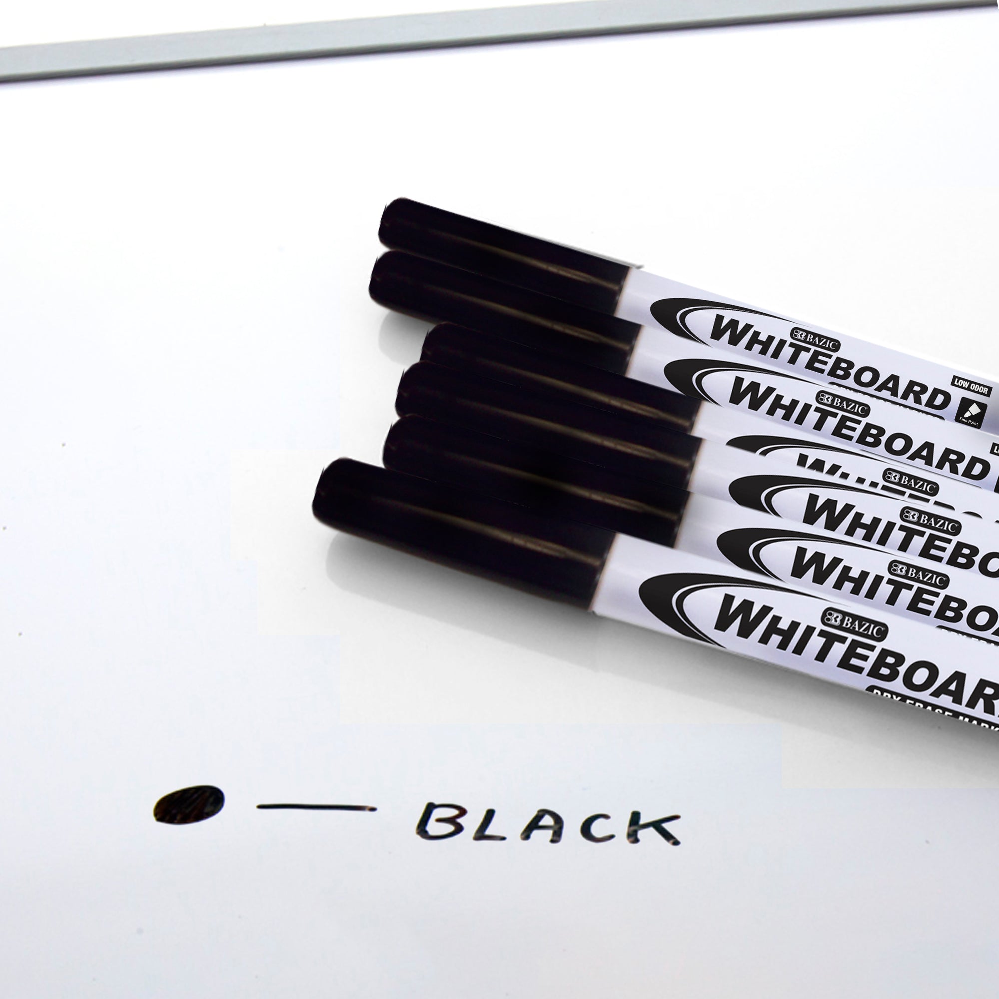 Dry-Erase Markers, Fine Point, Black, 4 Count