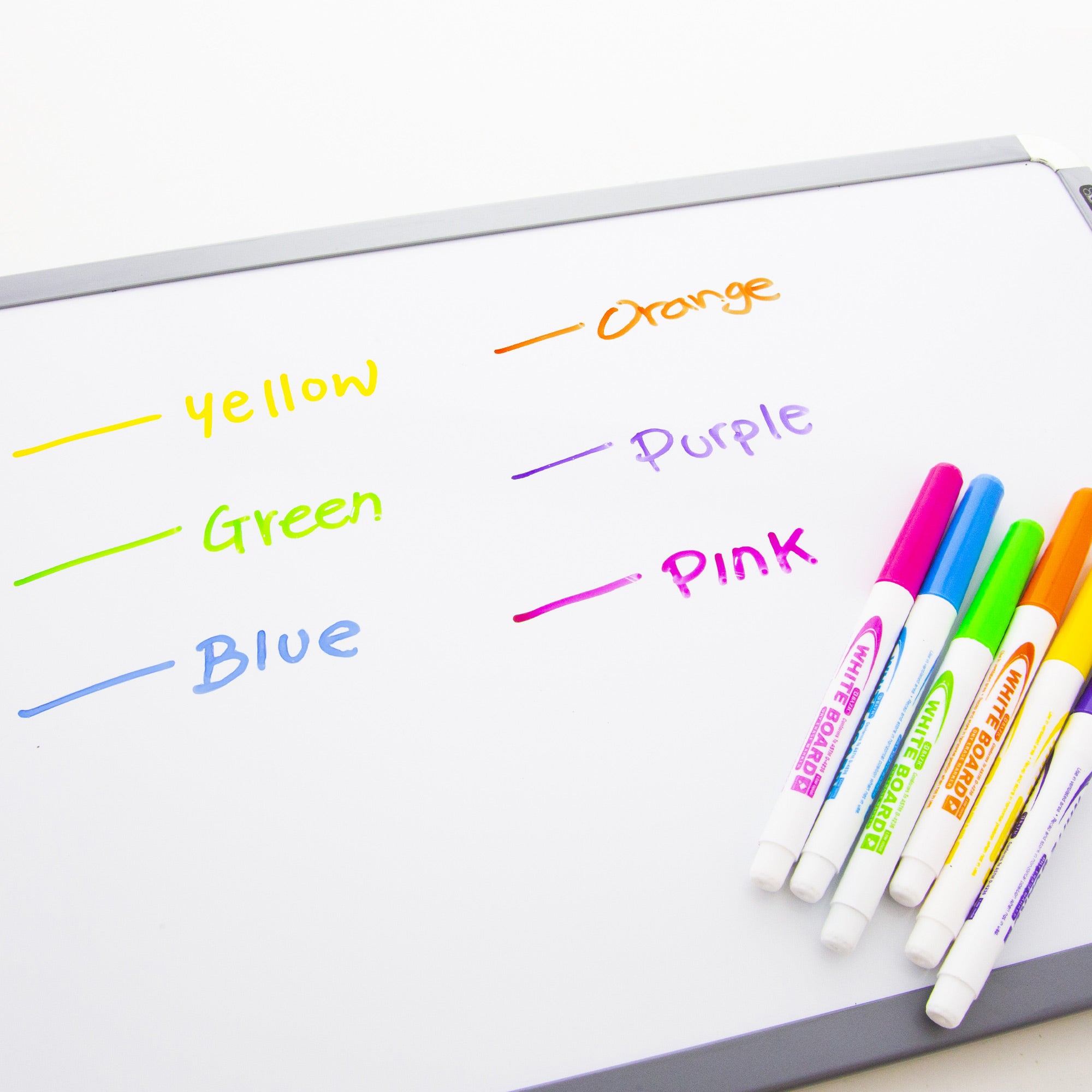 Dry Erase Markers, 6 Bright Colors, Fine Tip, Low Odor