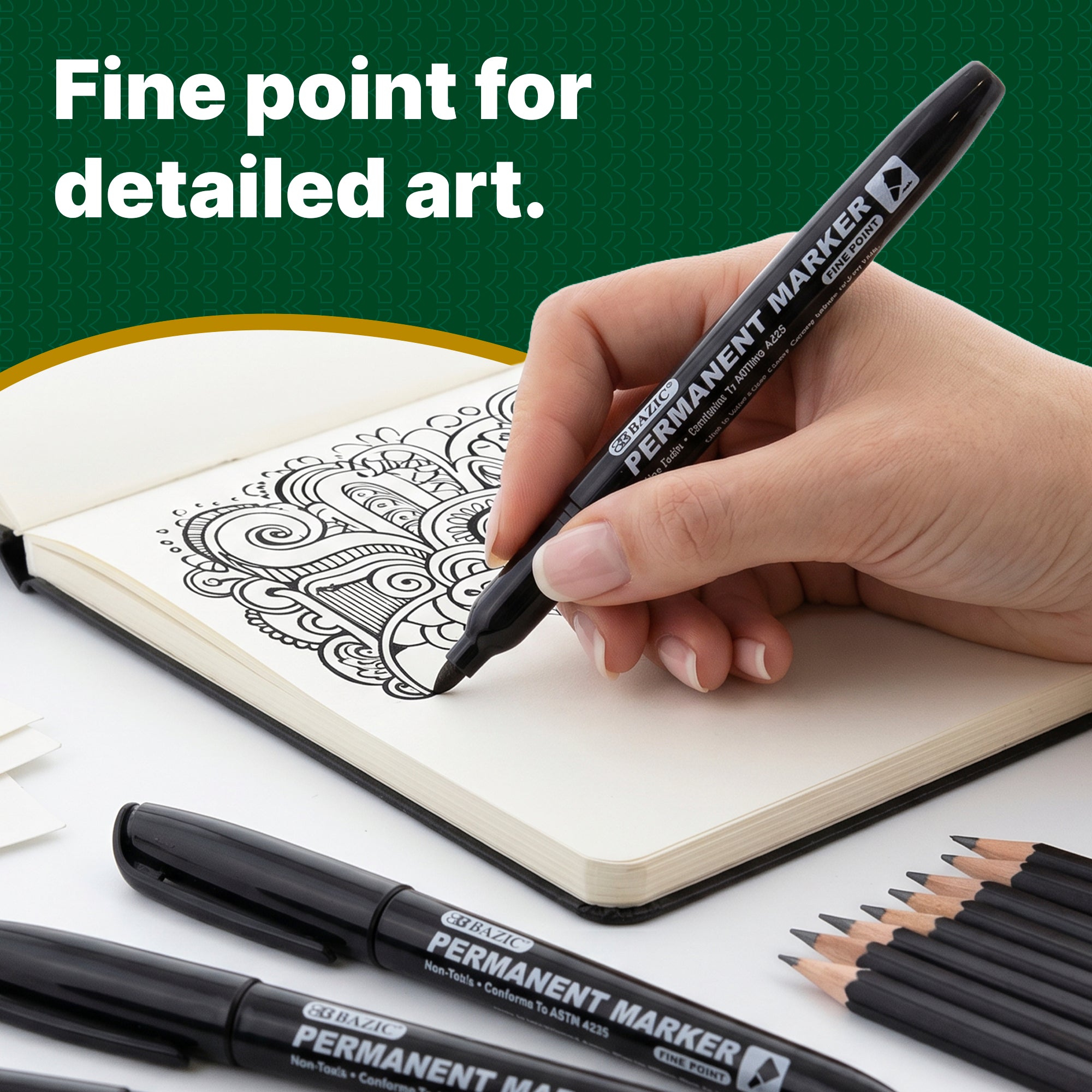 Black Fine Tip Permanent Markers, Pocket Clip