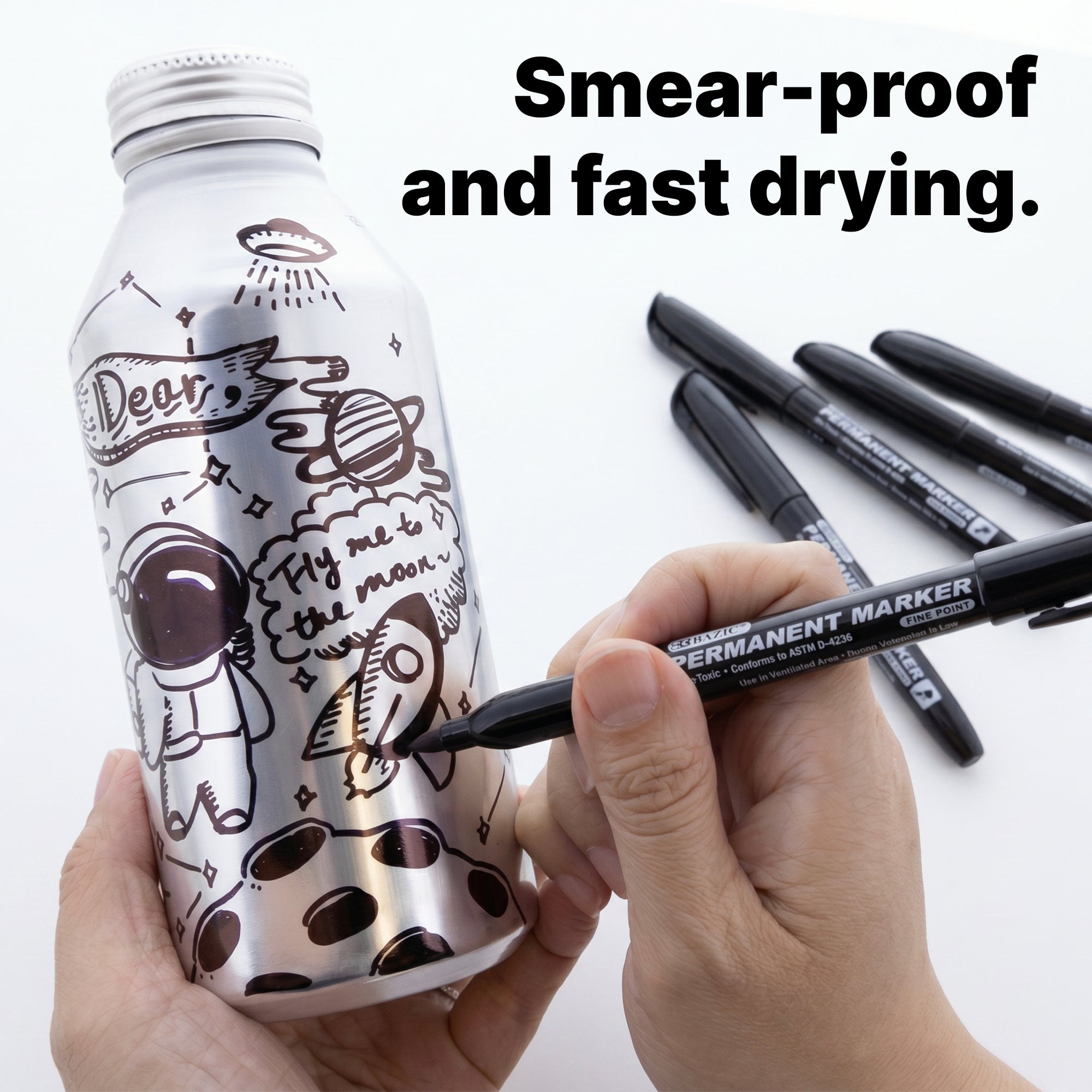 Black Fine Tip Permanent Markers, Pocket Clip
