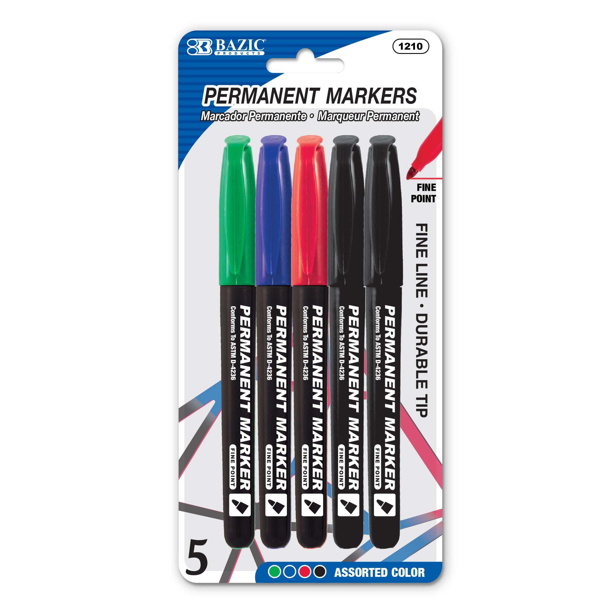 Assorted Fine Tip Permanent Markers, Pocket Clip – BAZIC Store