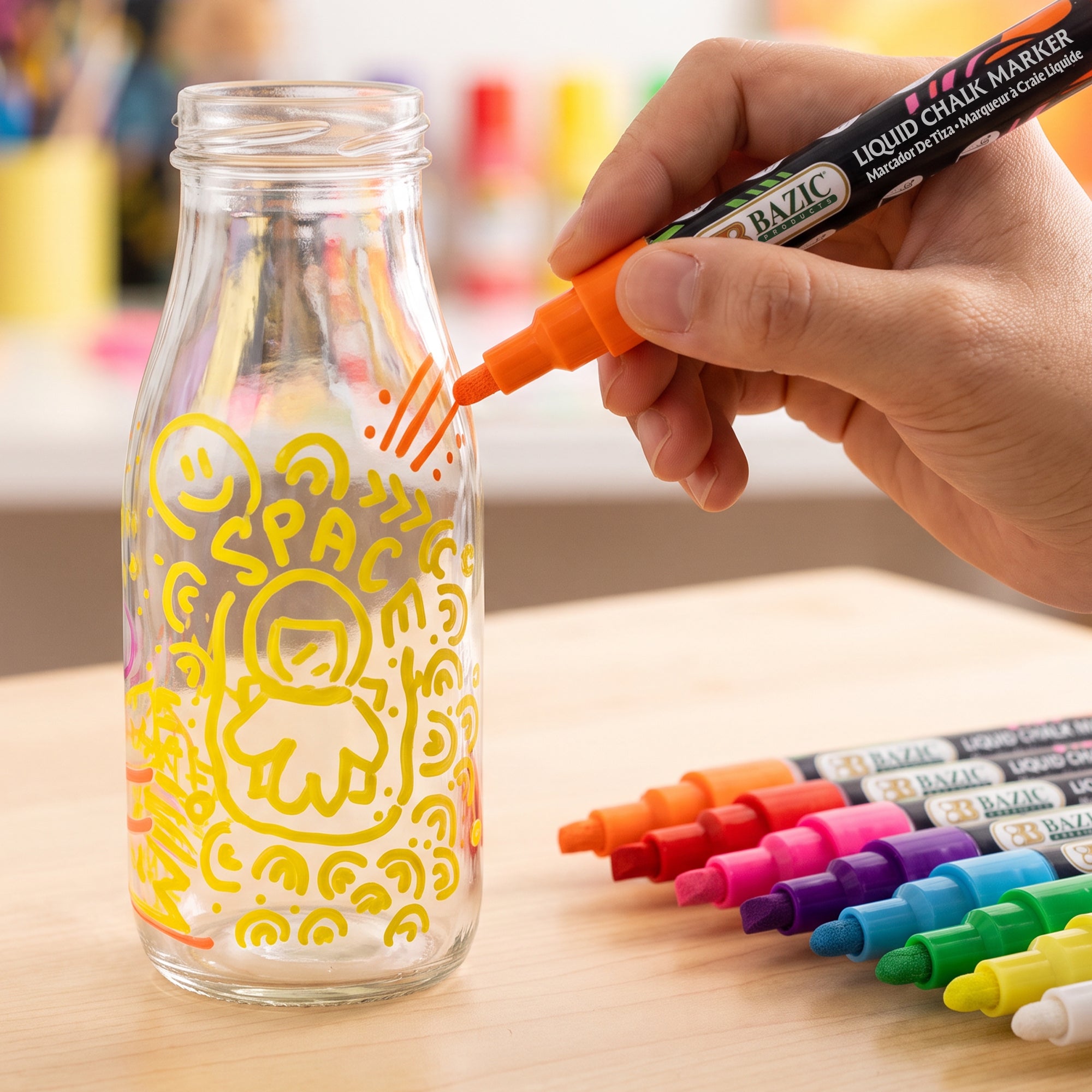 Liquid Chalk Markers, Reversible Tip, 8 Colors, Wet-Erase