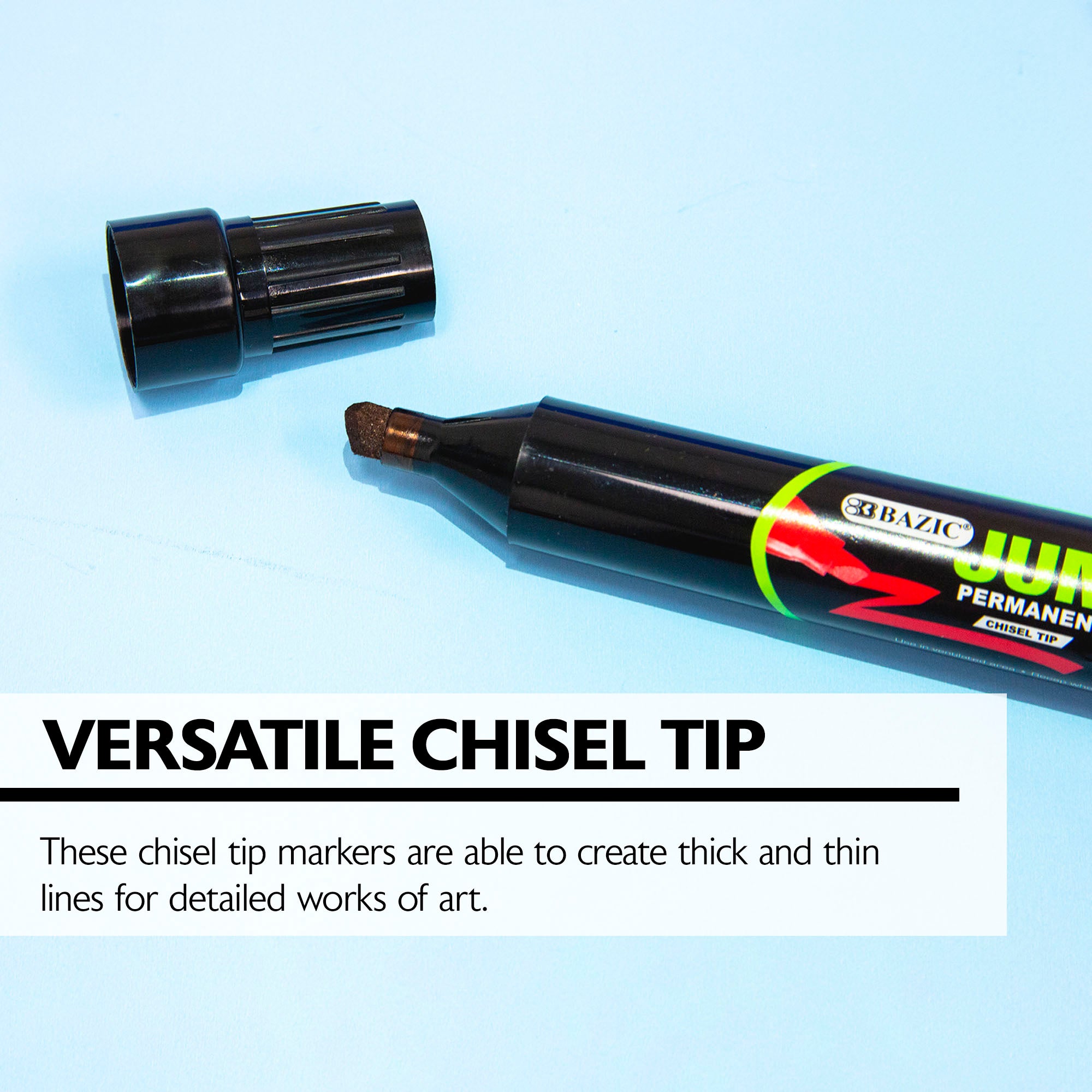 Black Permanent Markers, Chisel Tip, 2 Count