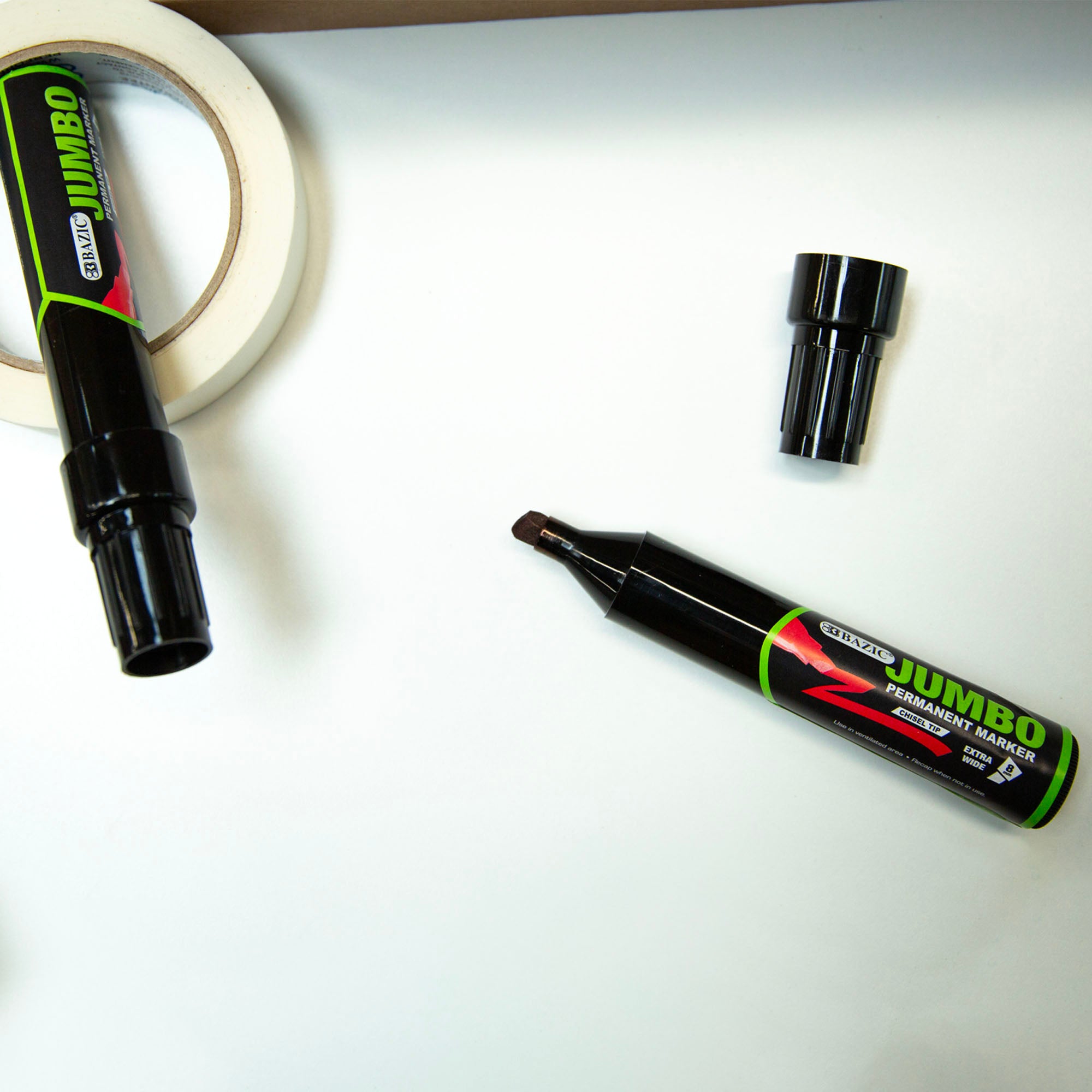 Black Permanent Markers, Chisel Tip, 2 Count