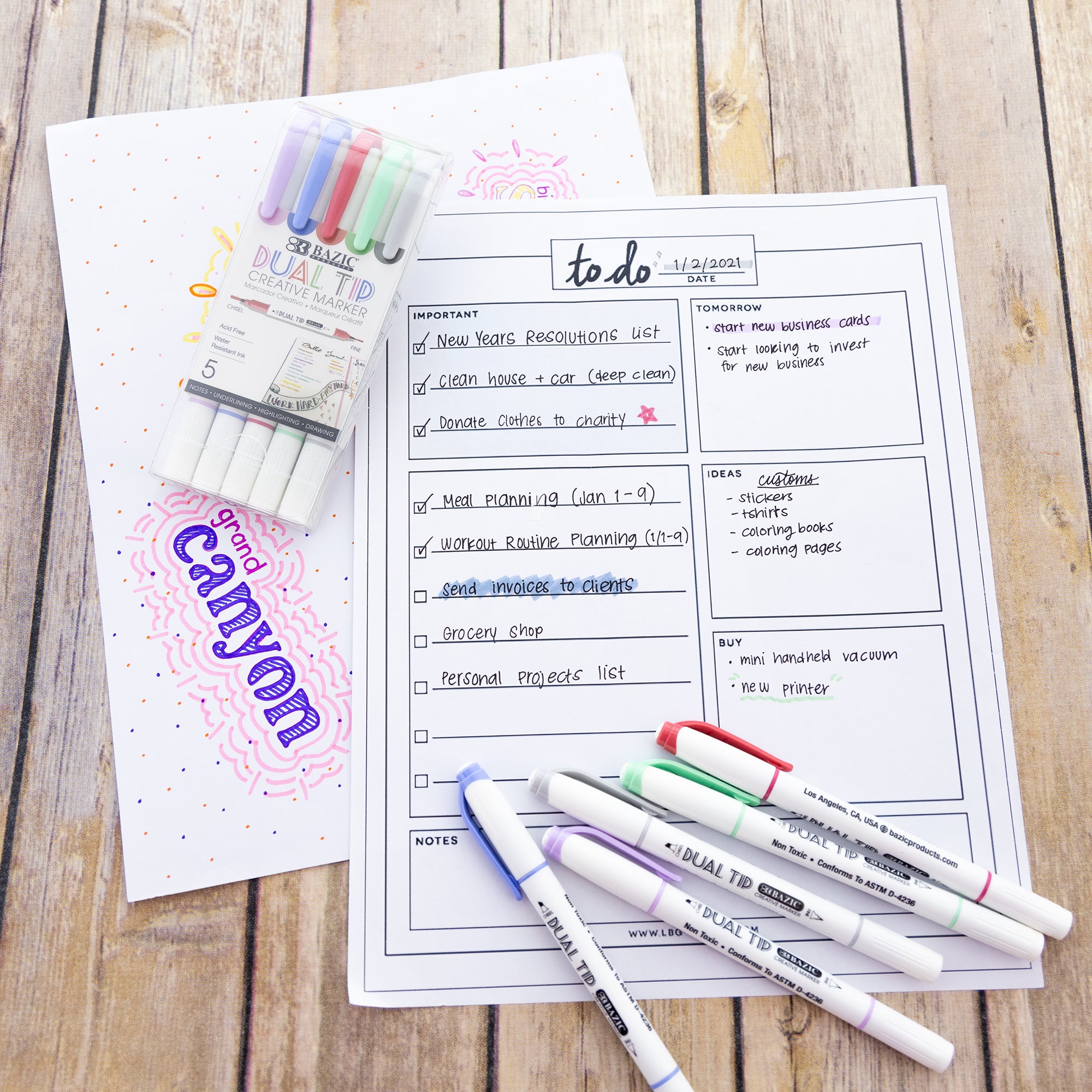 5 Colors Dual-Tip Creative Markers