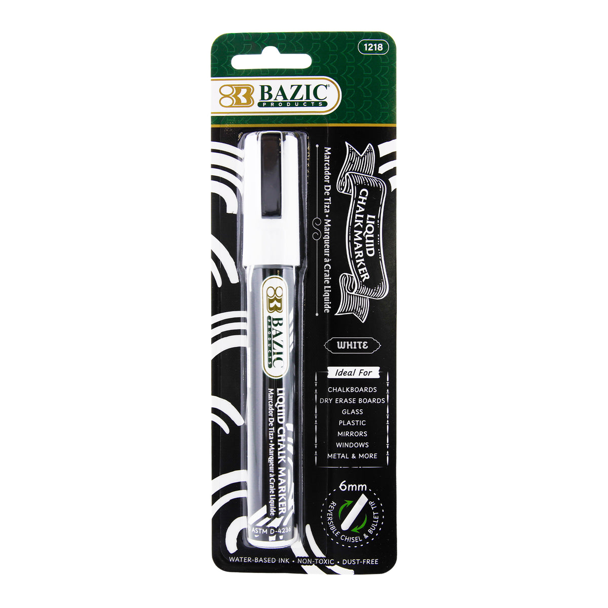 White Liquid Chalk Marker, Reversible Tip, Wet-Erase