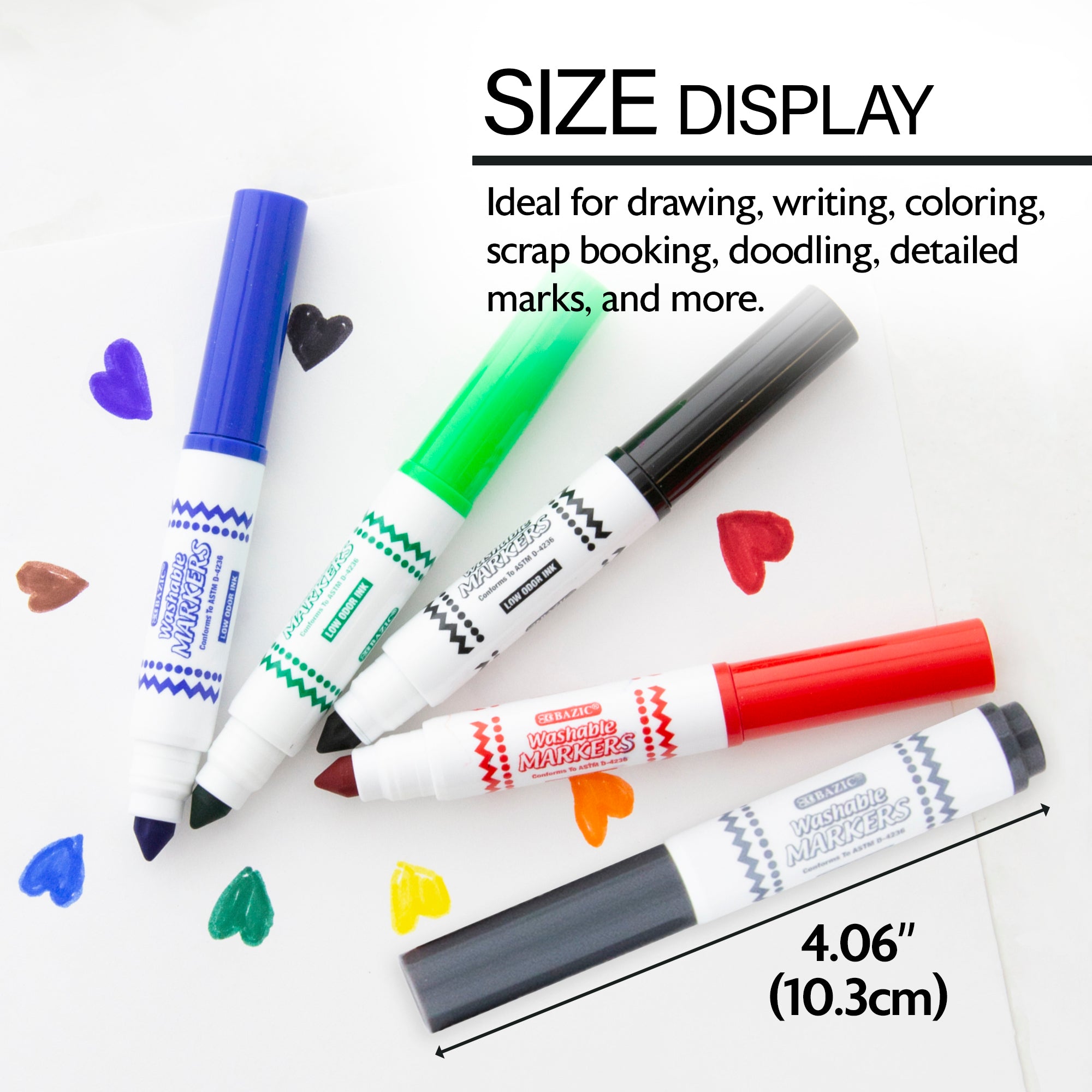 Washable Markers, Mini Broad Line, 10 Colors