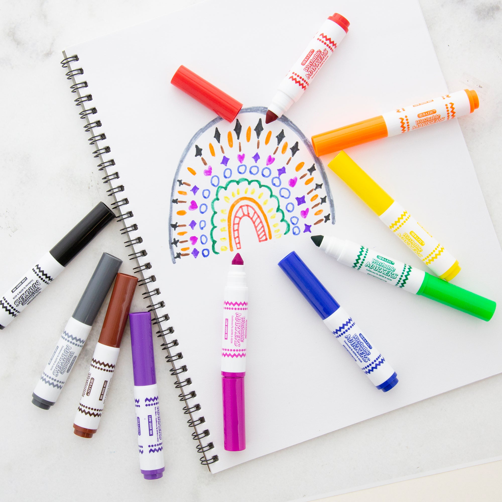 Washable Markers, Mini Broad Line, 10 Colors