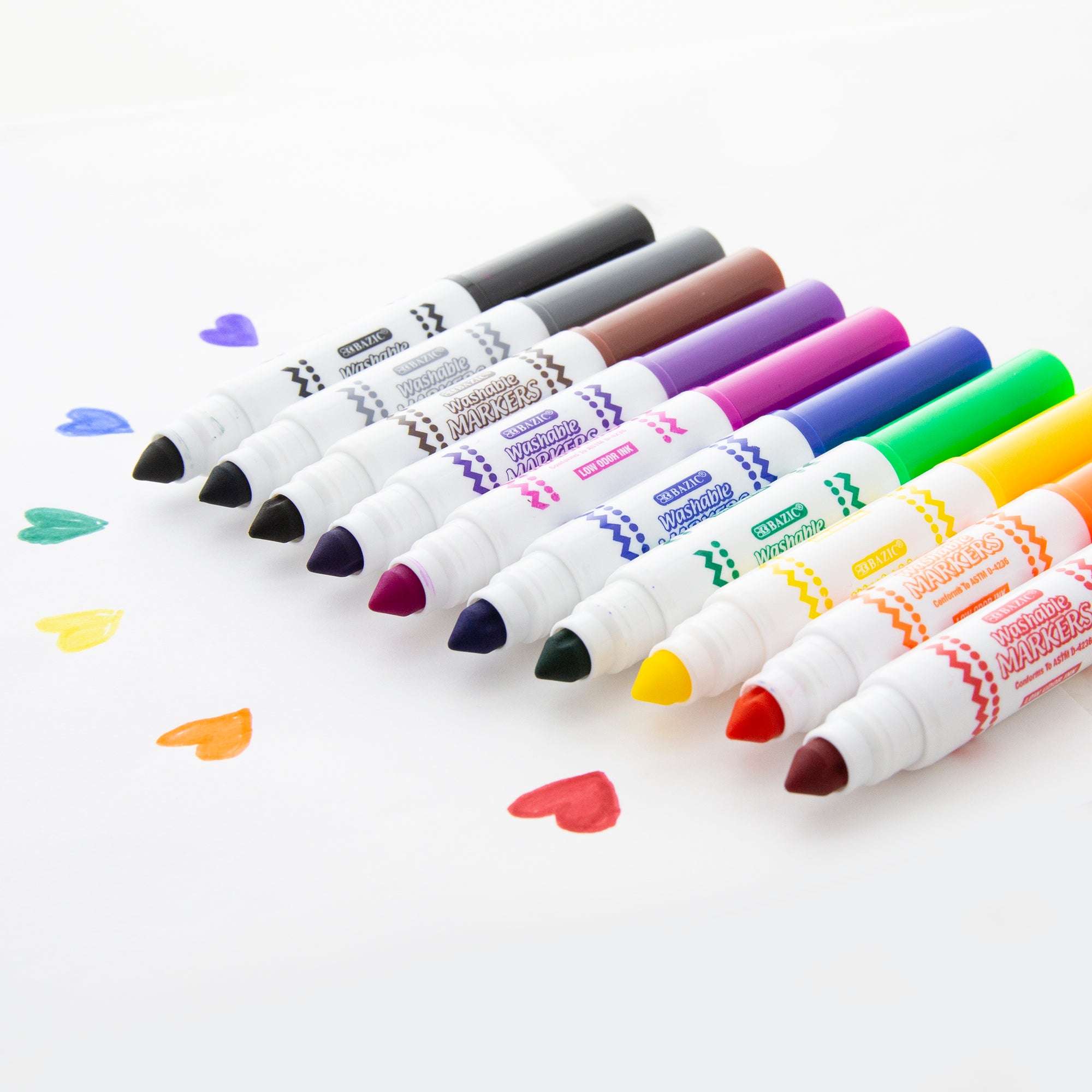 Washable Markers, Mini Broad Line, 10 Colors