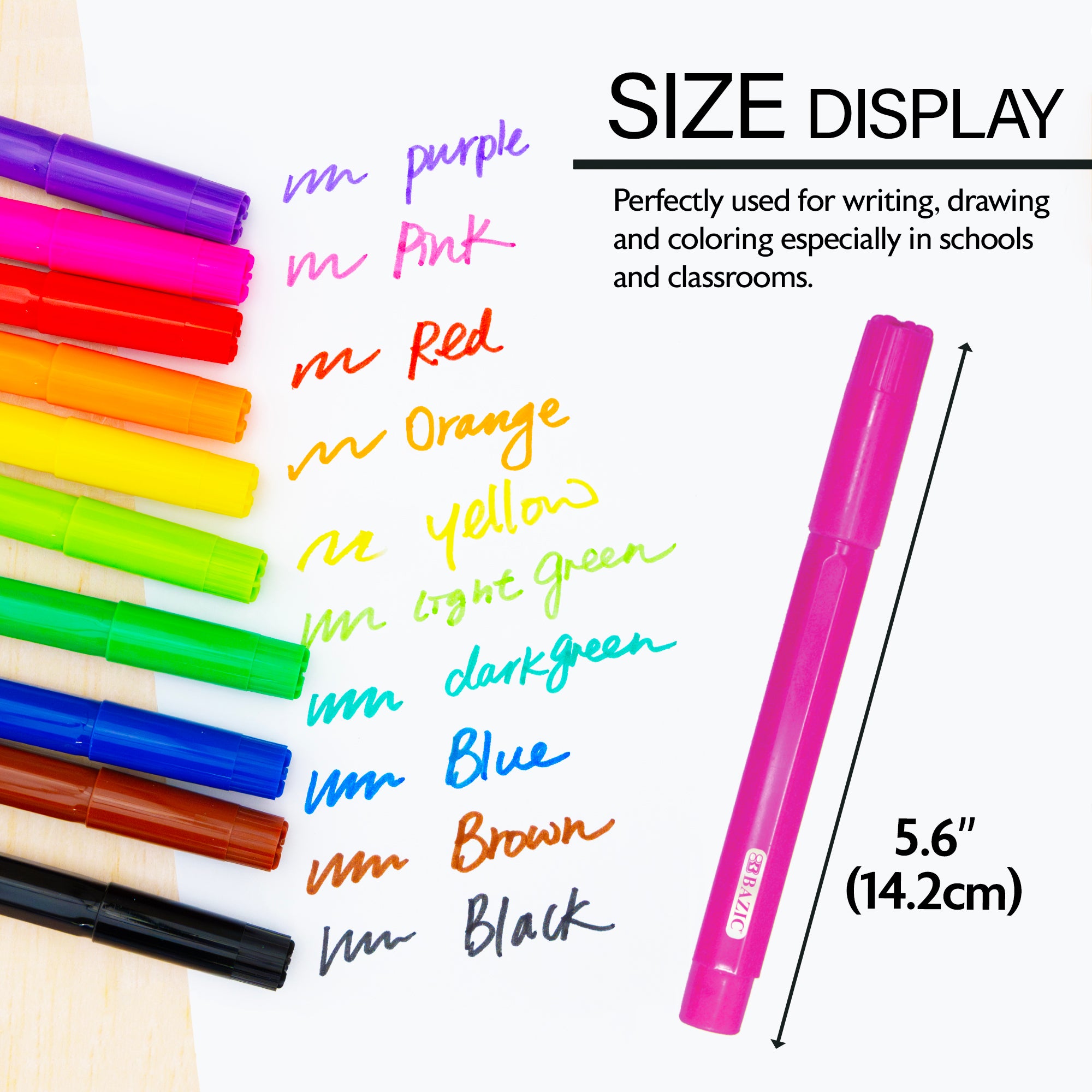 Washable Markers, 10 Count, Jumbo Broad Line, Classic Colors