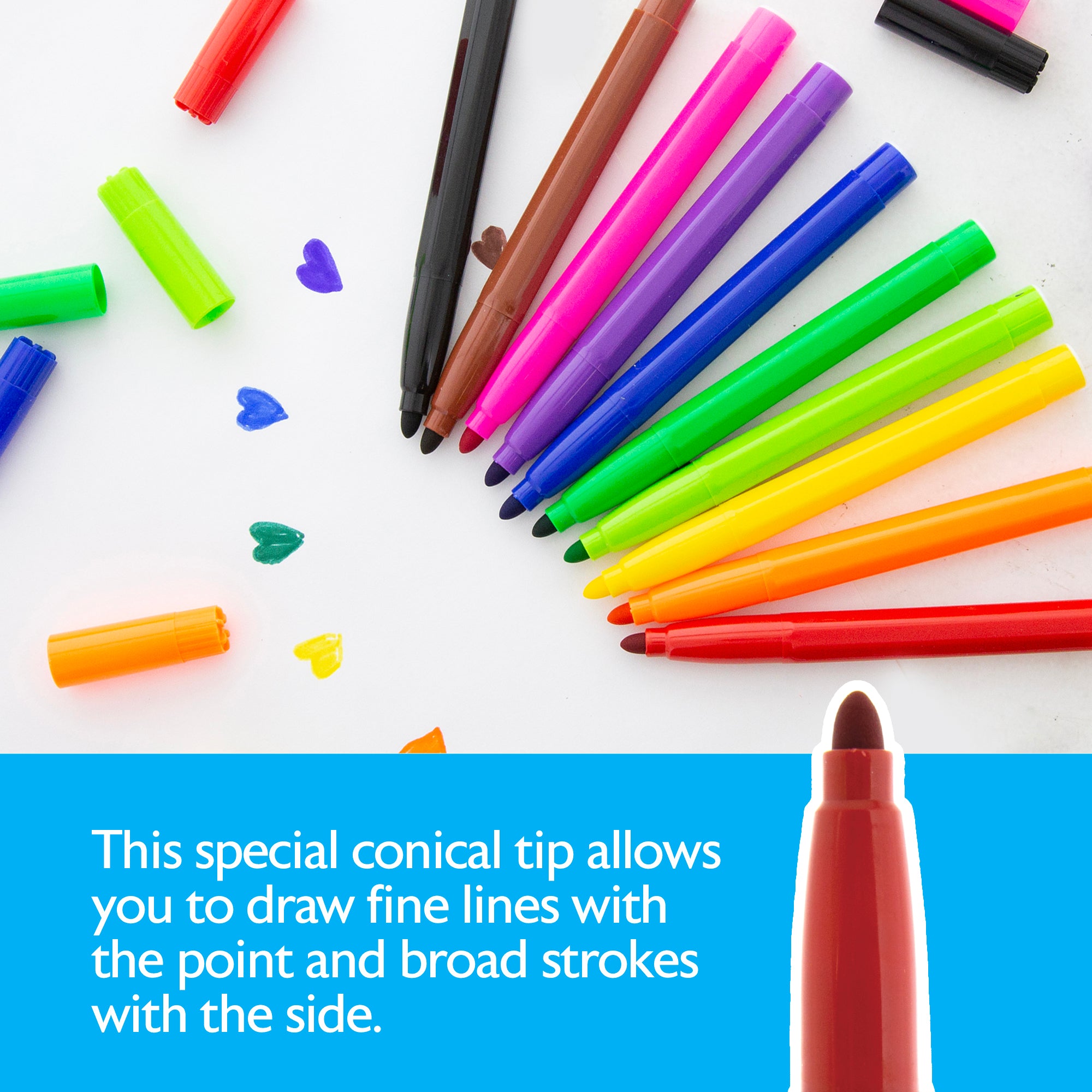 10 Classic Colors Washable Markers, Broad Line