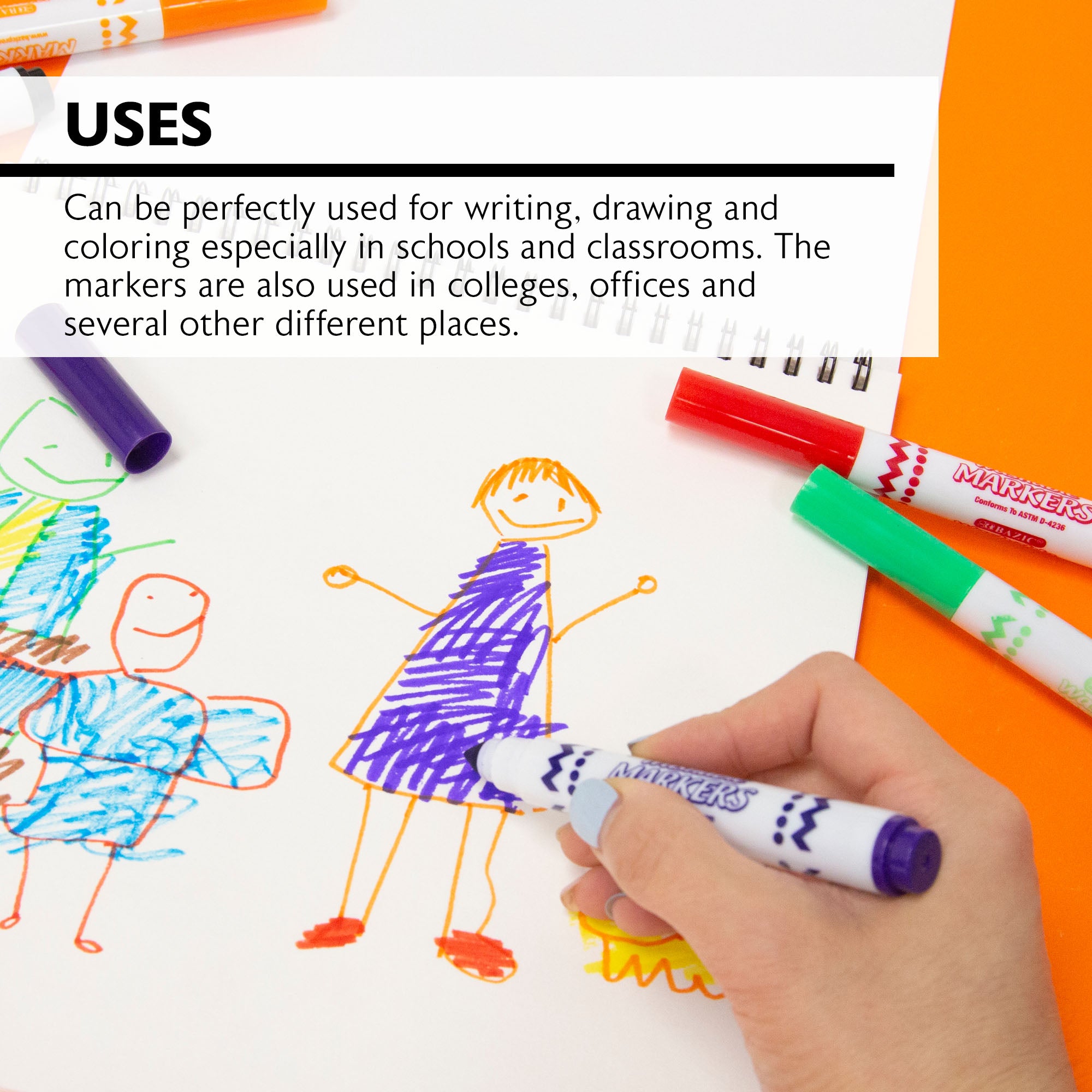 Washable Markers 8 Count Broad & Fine Tip