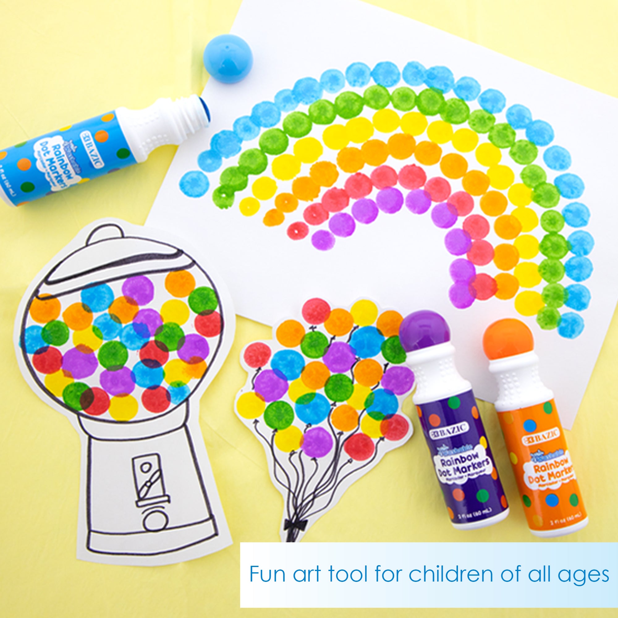 Dot Markers, Washable Rainbow, 6 Colors, 2 fl oz Each