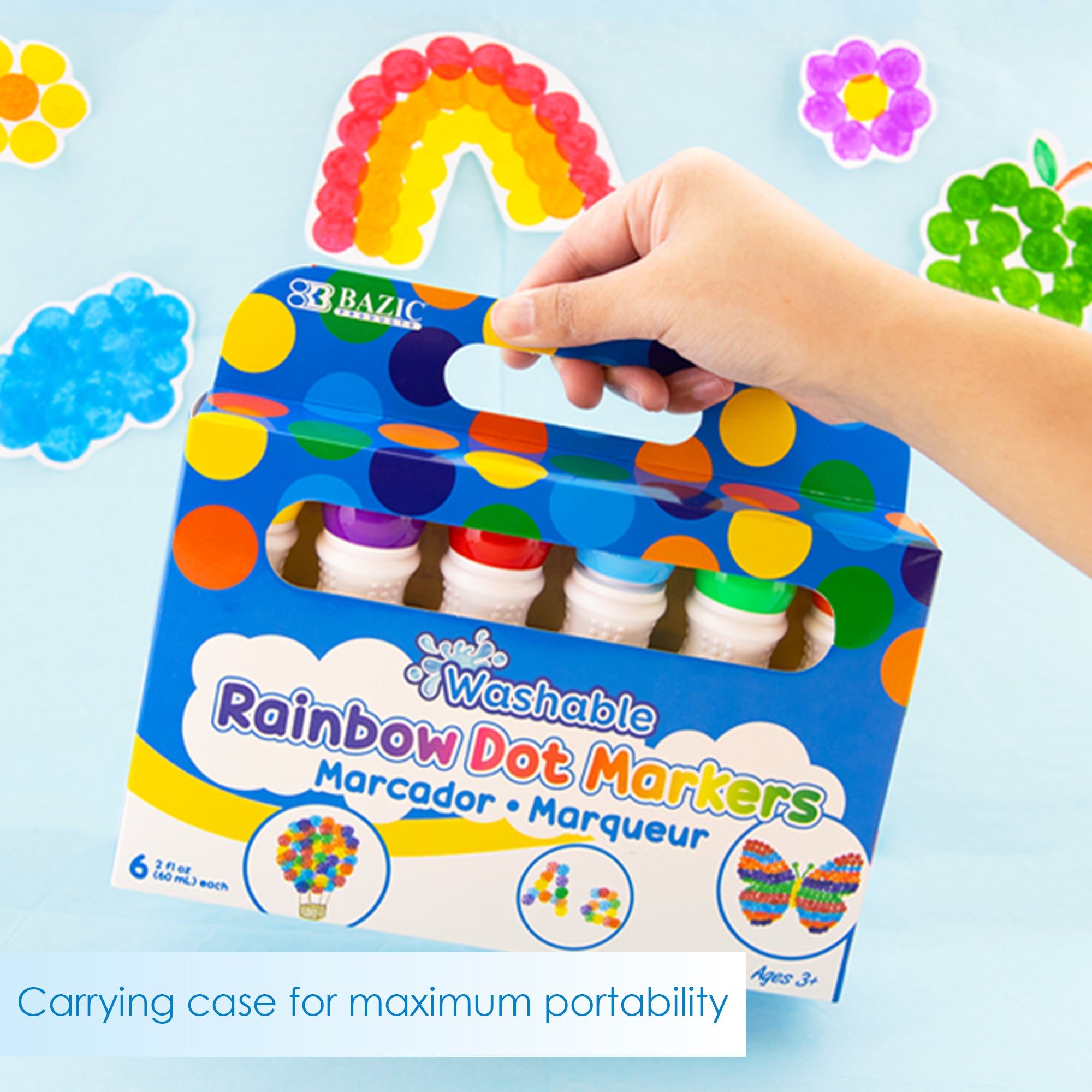Dot Markers, Washable Rainbow, 6 Colors, 2 fl oz Each