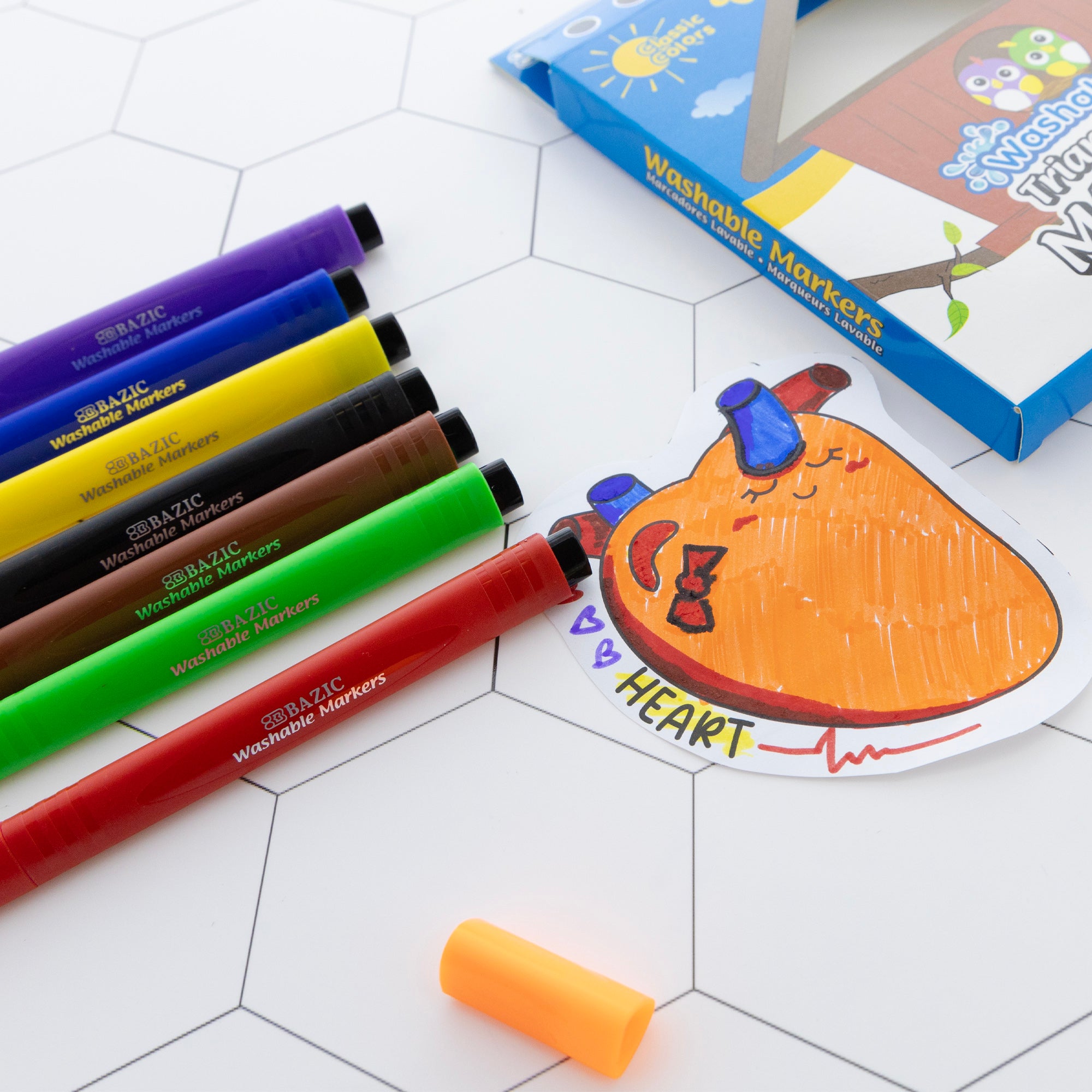 8 Colors Jumbo Triangle Washable Markers