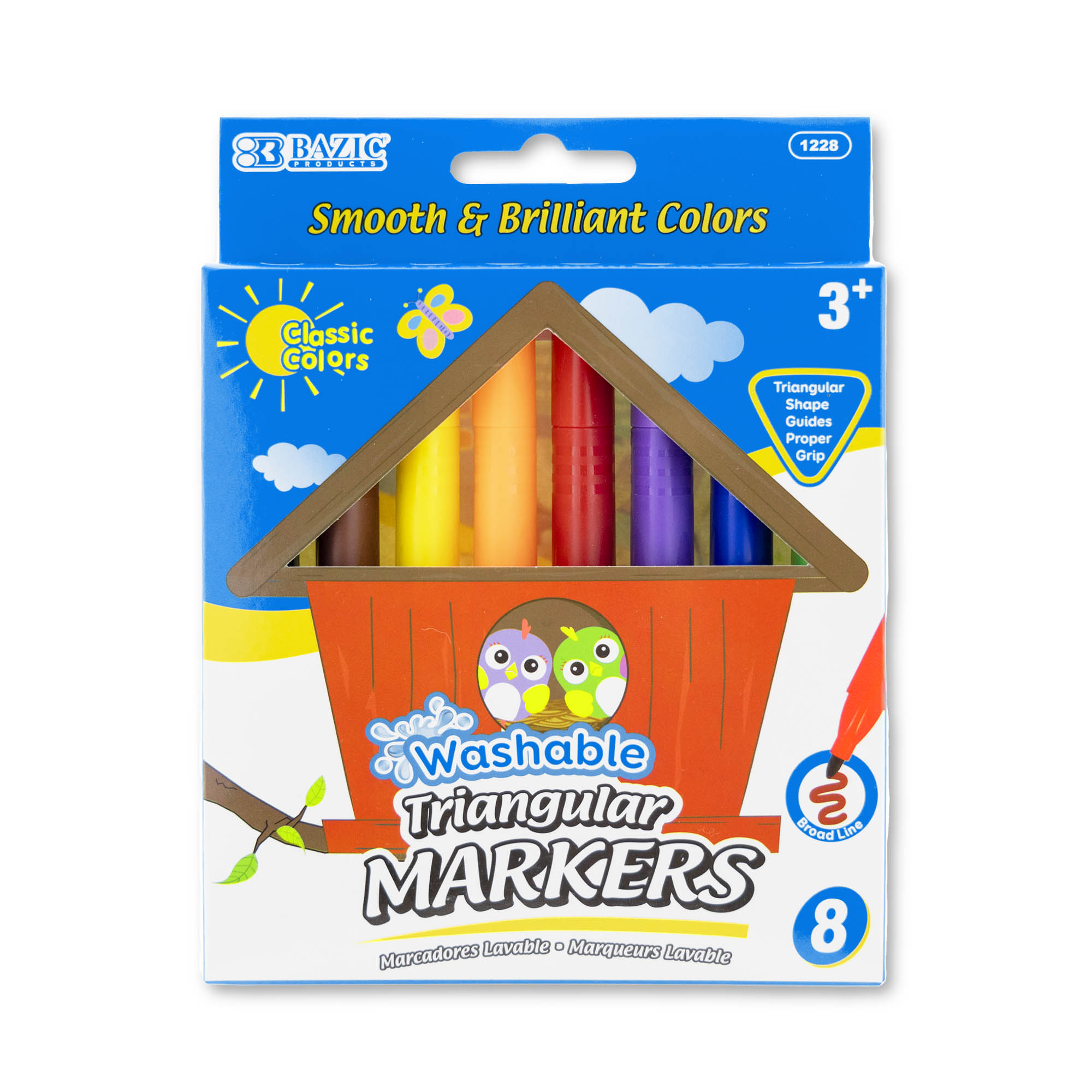 8 Colors Jumbo Triangle Washable Markers