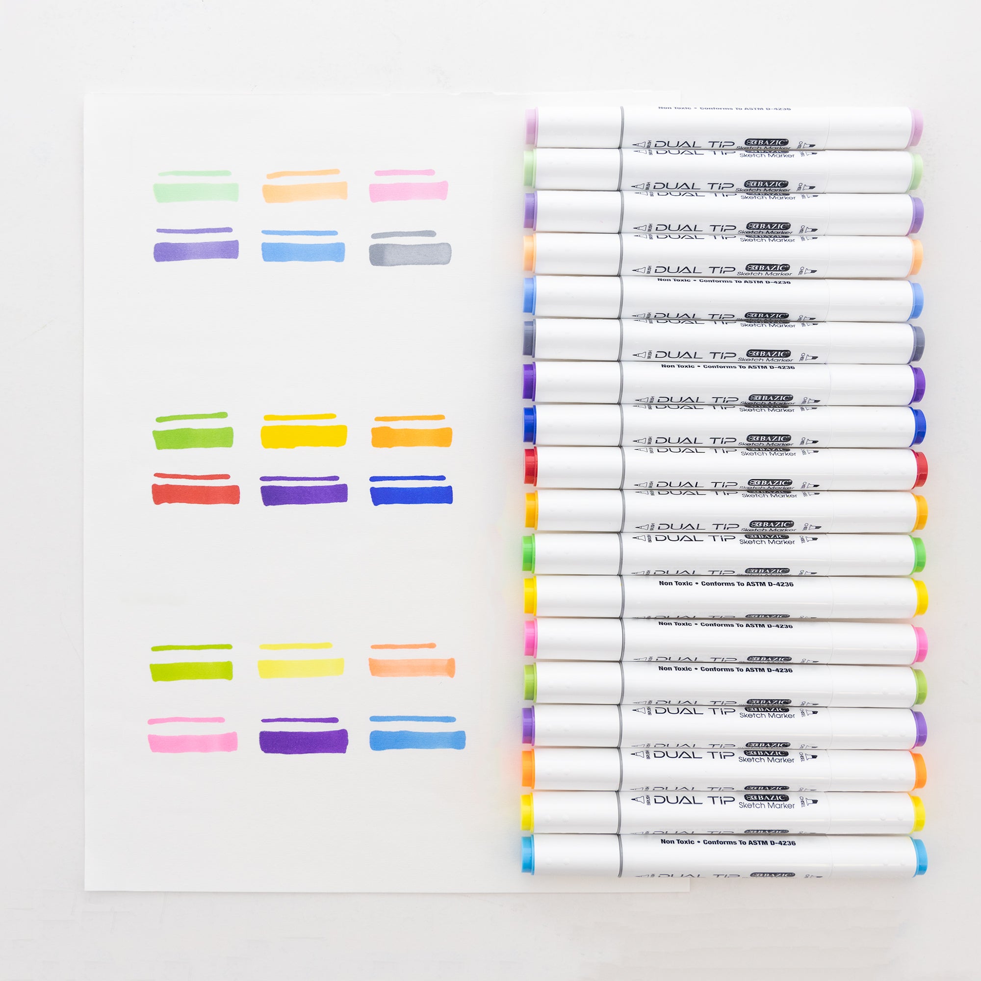 6 Fluorescent Colors Dual Tip Sketch Markers
