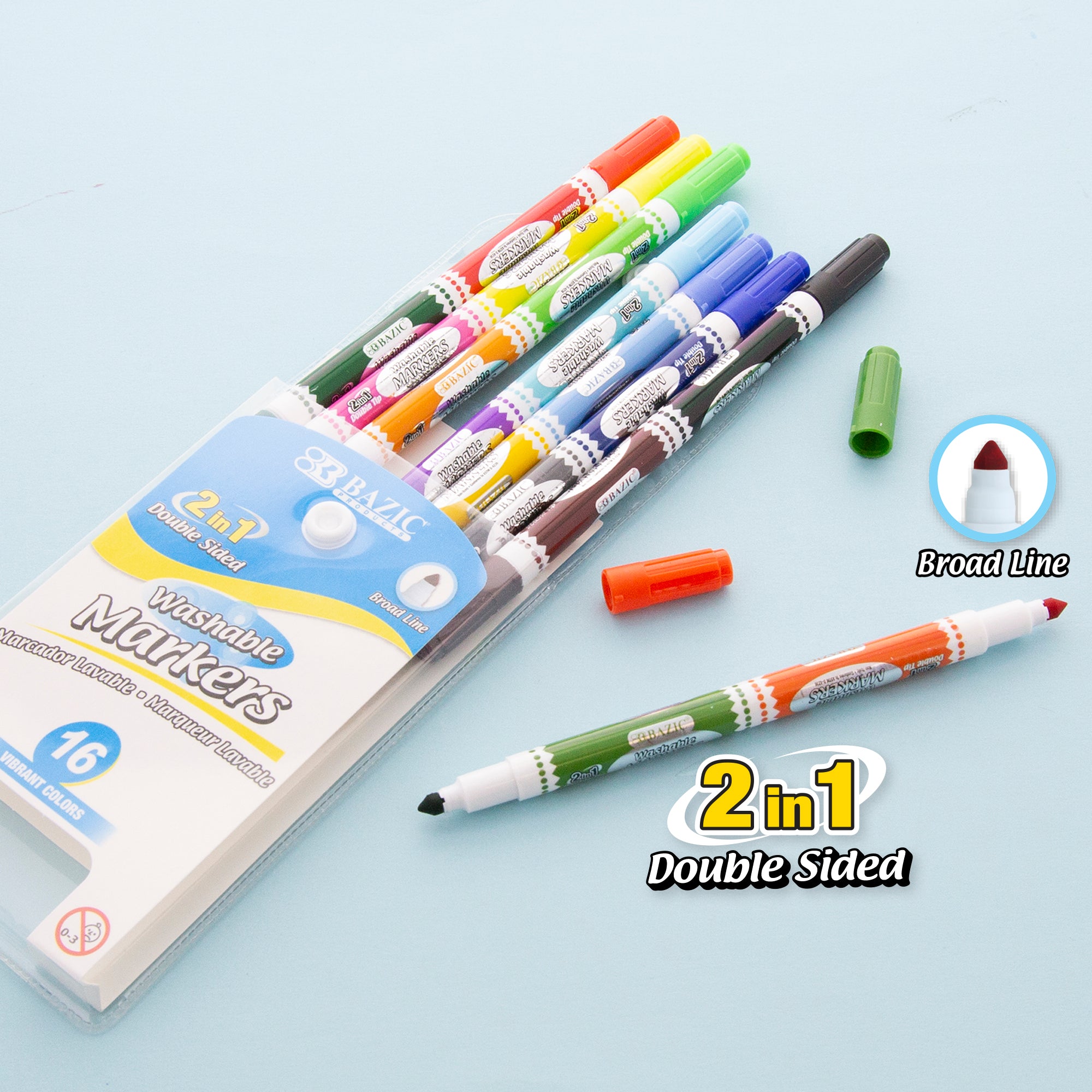 8 Double-Tip Washable Markers