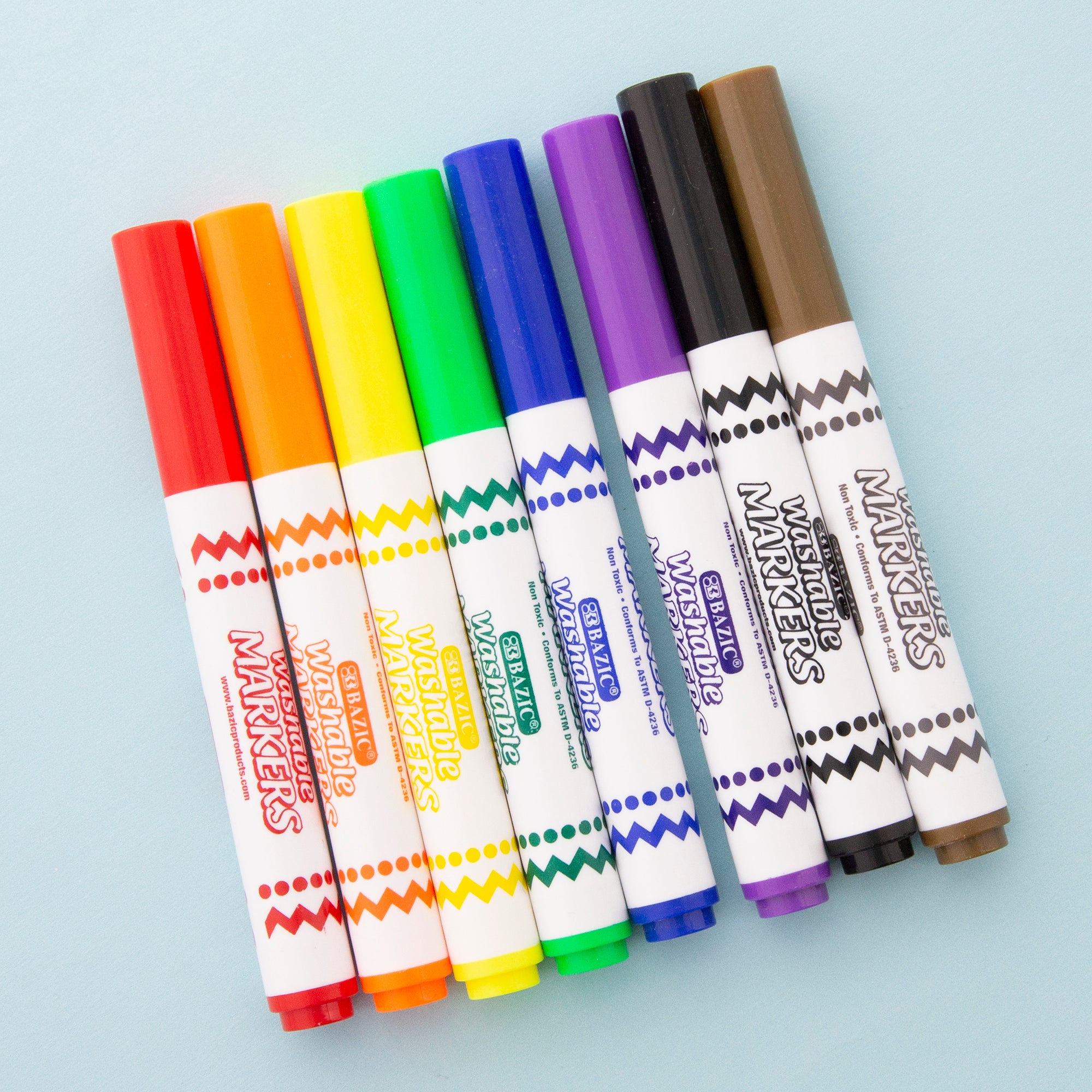 8 Colors Washable Markers, Broad Line, 200 Count
