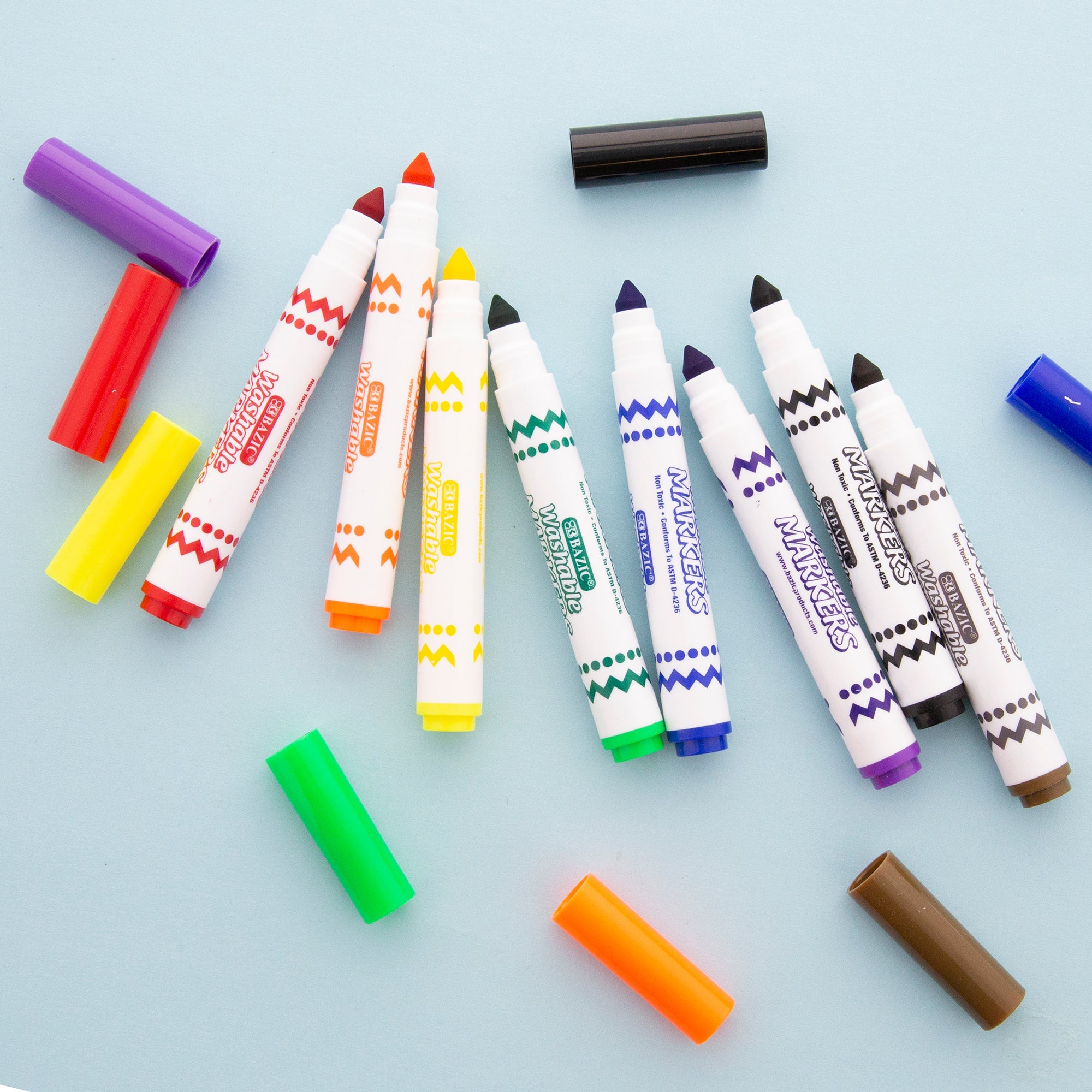Washable Jumbo Markers Classroom Pack, 8 Colors – BAZIC Store