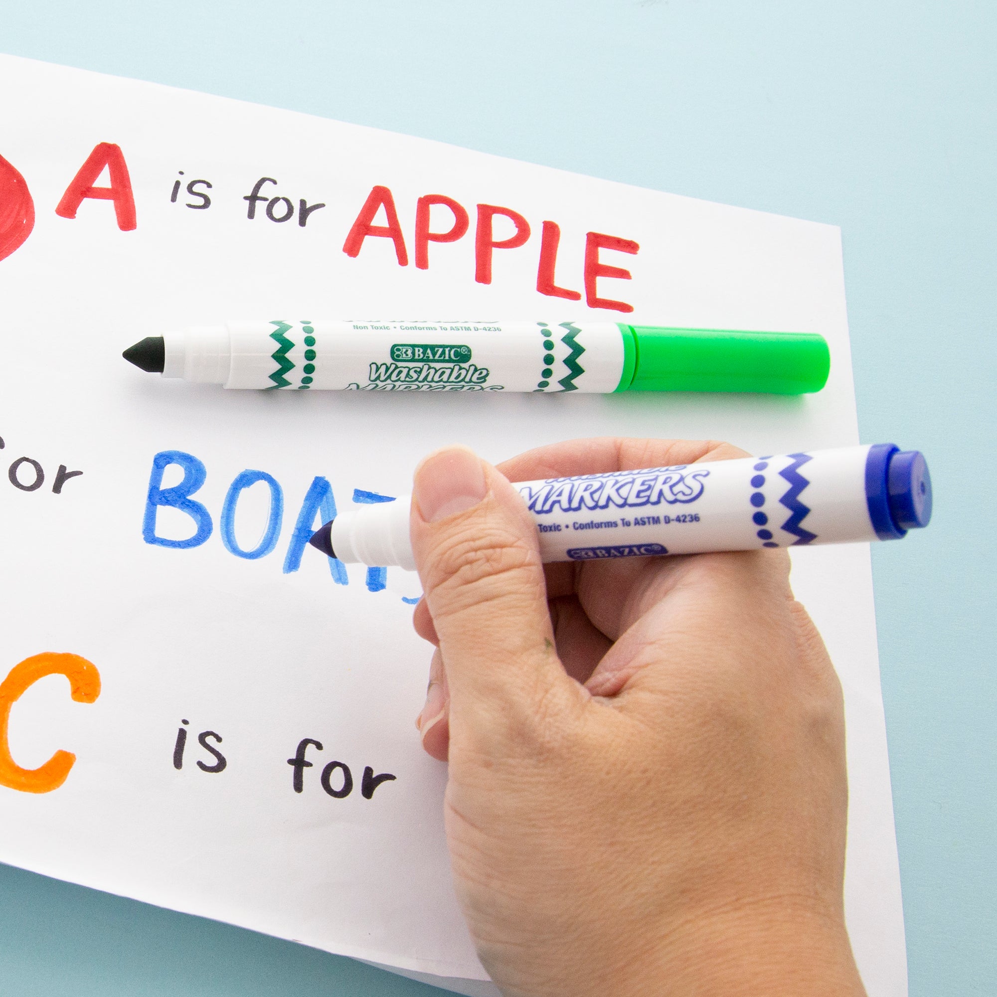8 Colors Washable Markers, Broad Line, 200 Count