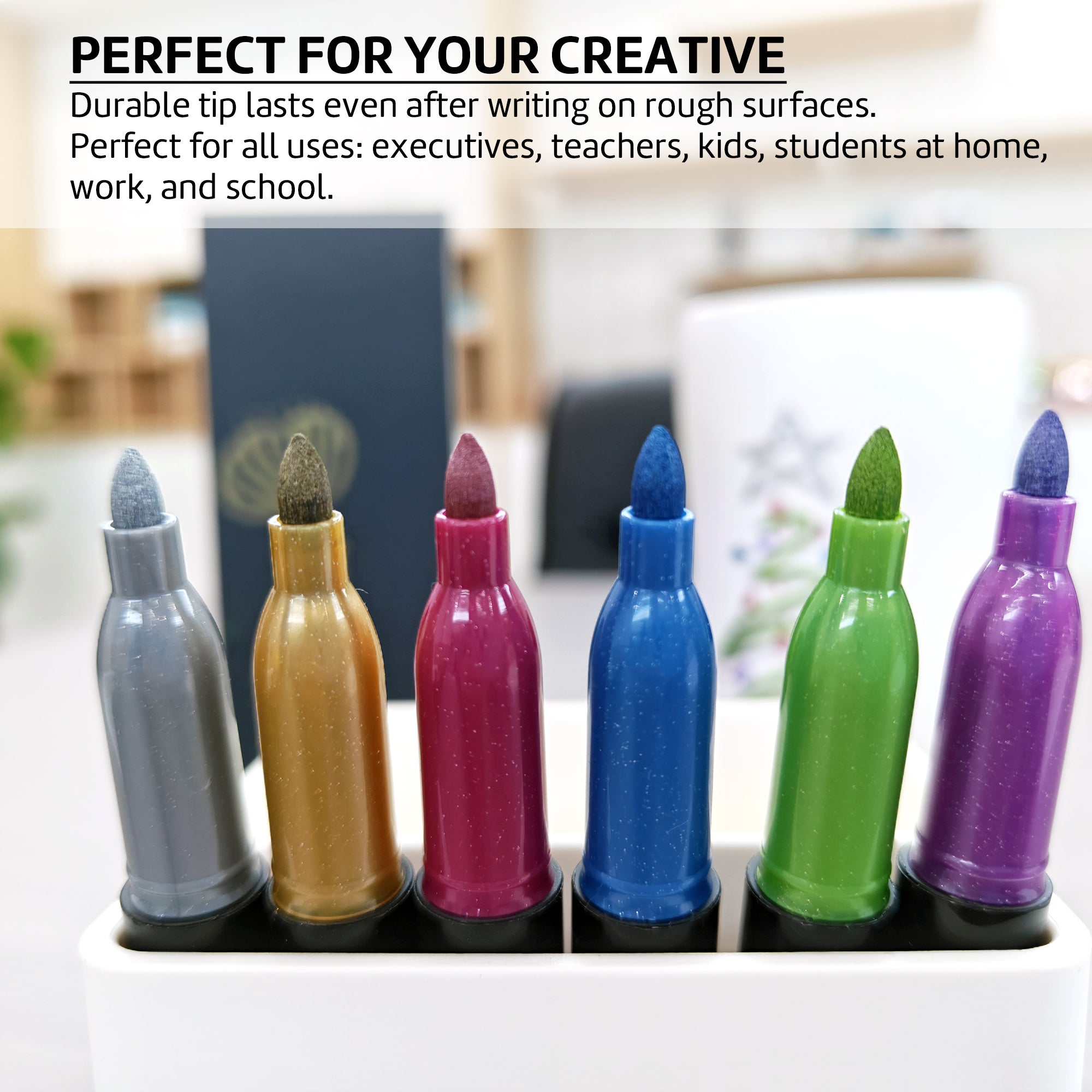 6 Colors Metallic Markers, Bullet Tip