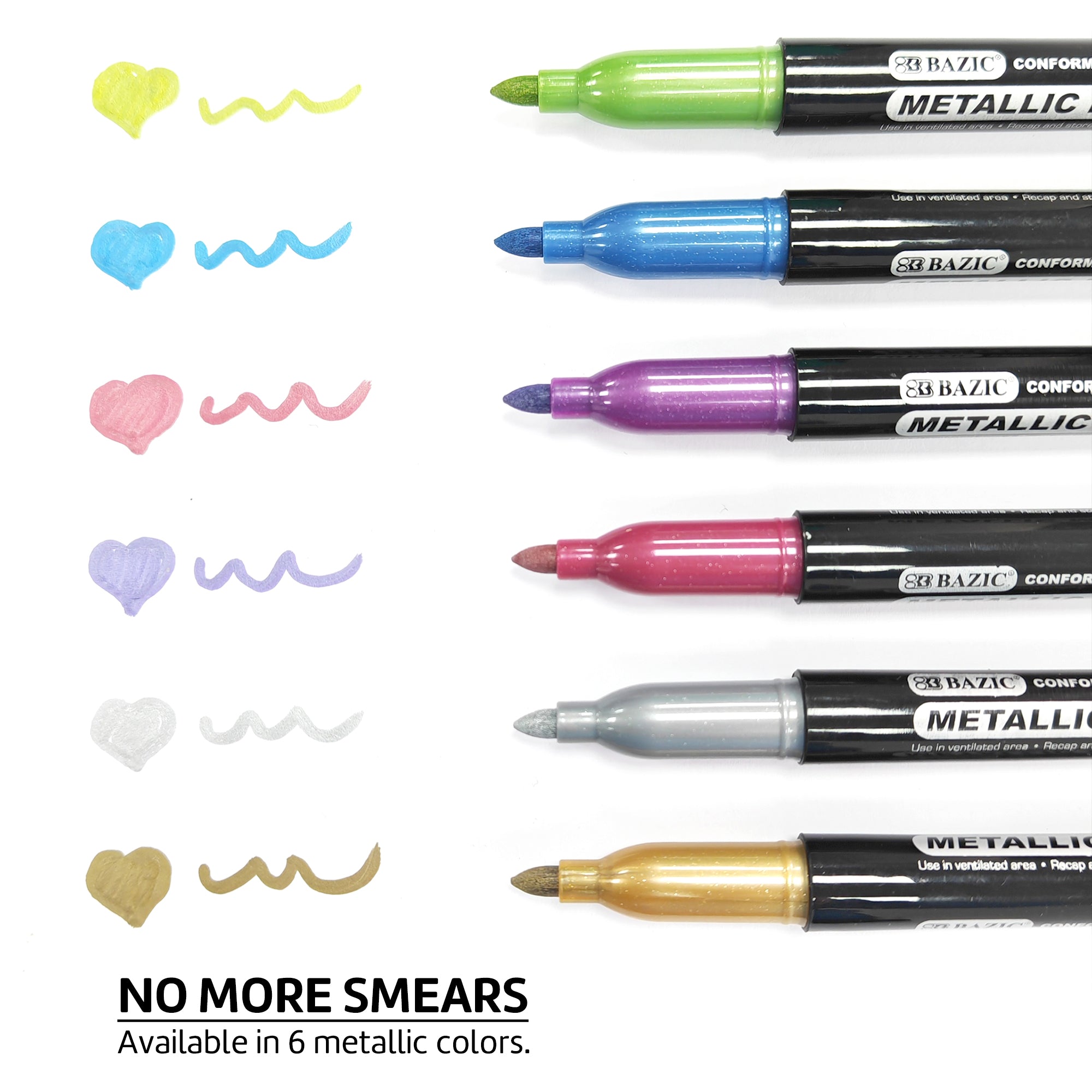 6 Colors Metallic Markers, Bullet Tip