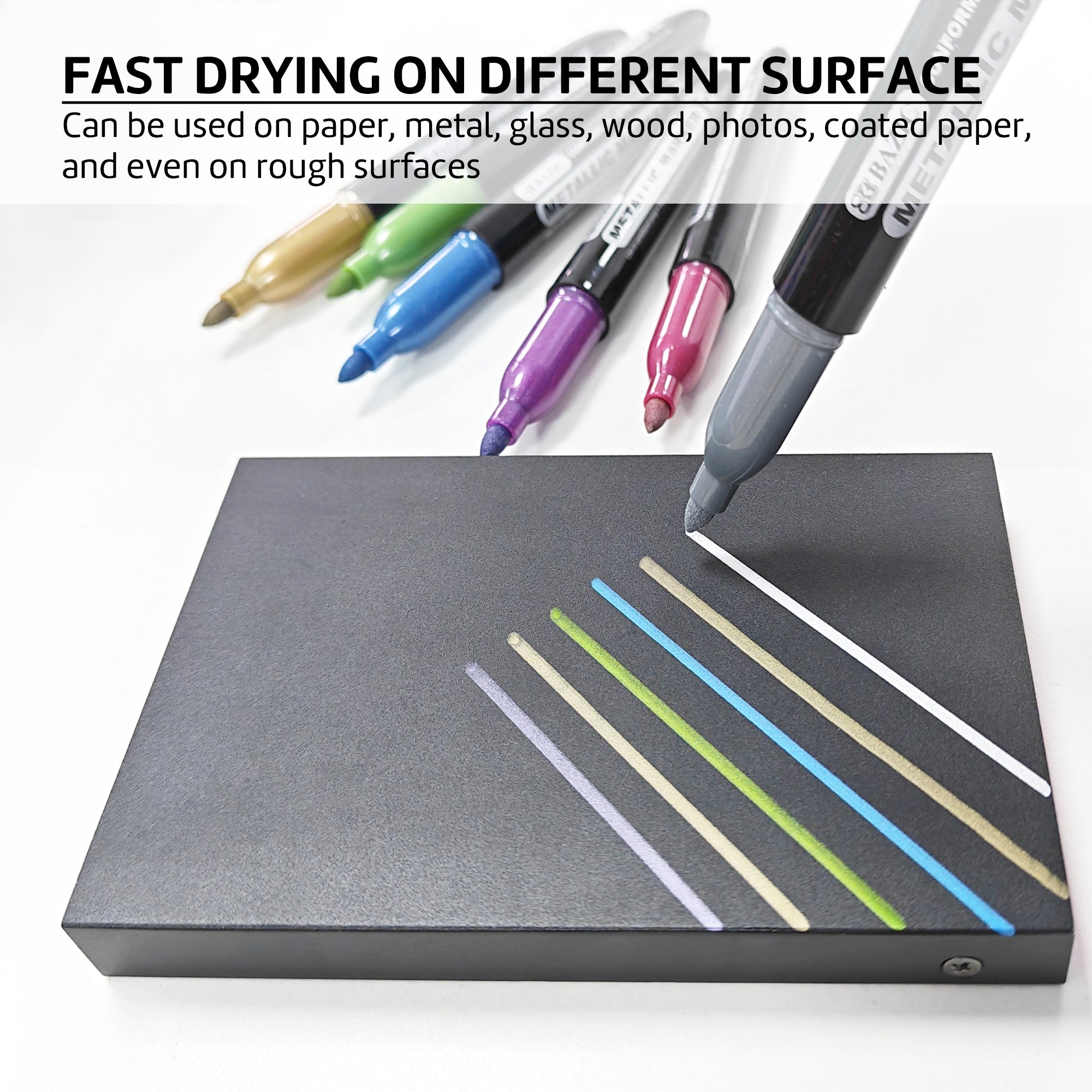 6 Colors Metallic Markers, Bullet Tip