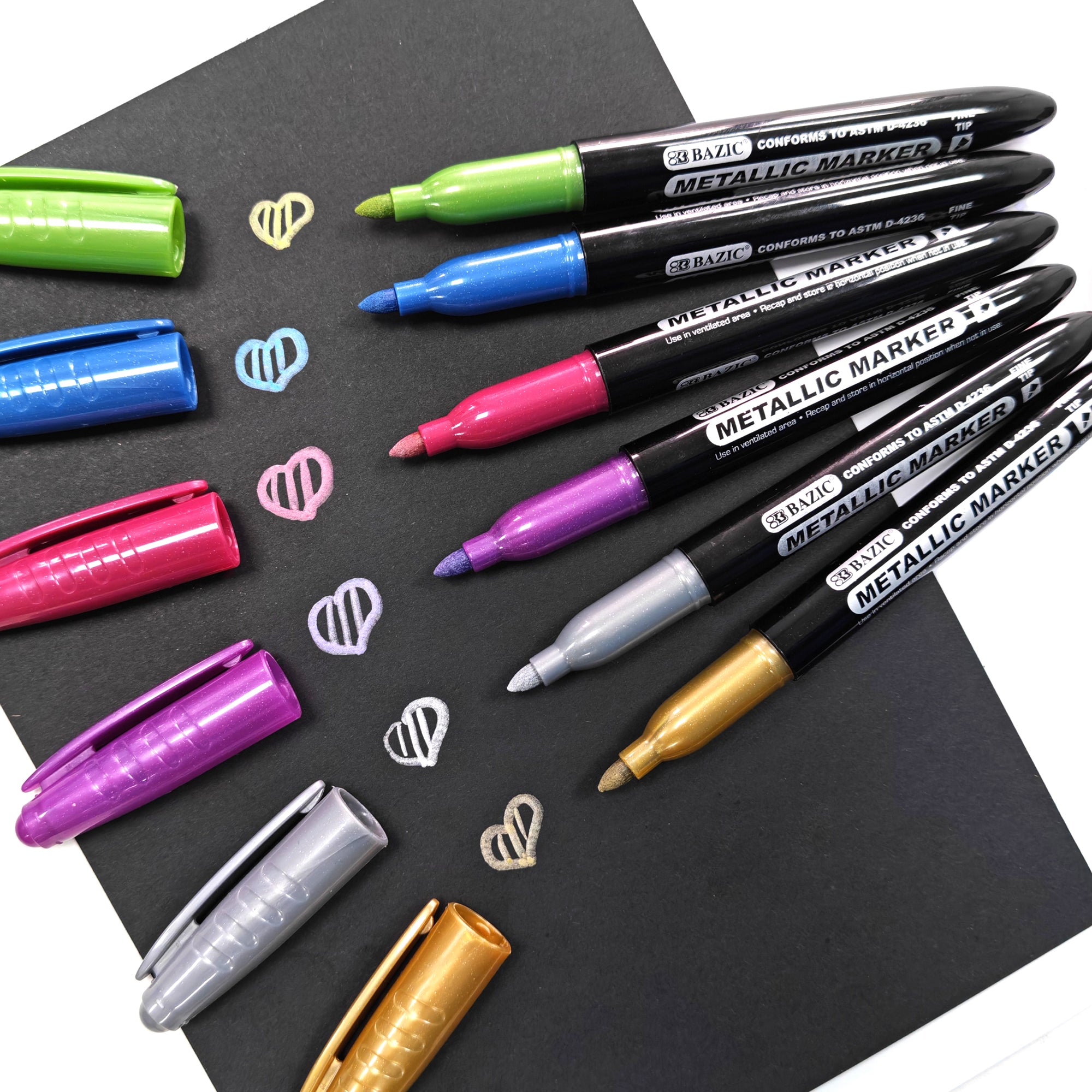 6 Colors Metallic Markers, Bullet Tip