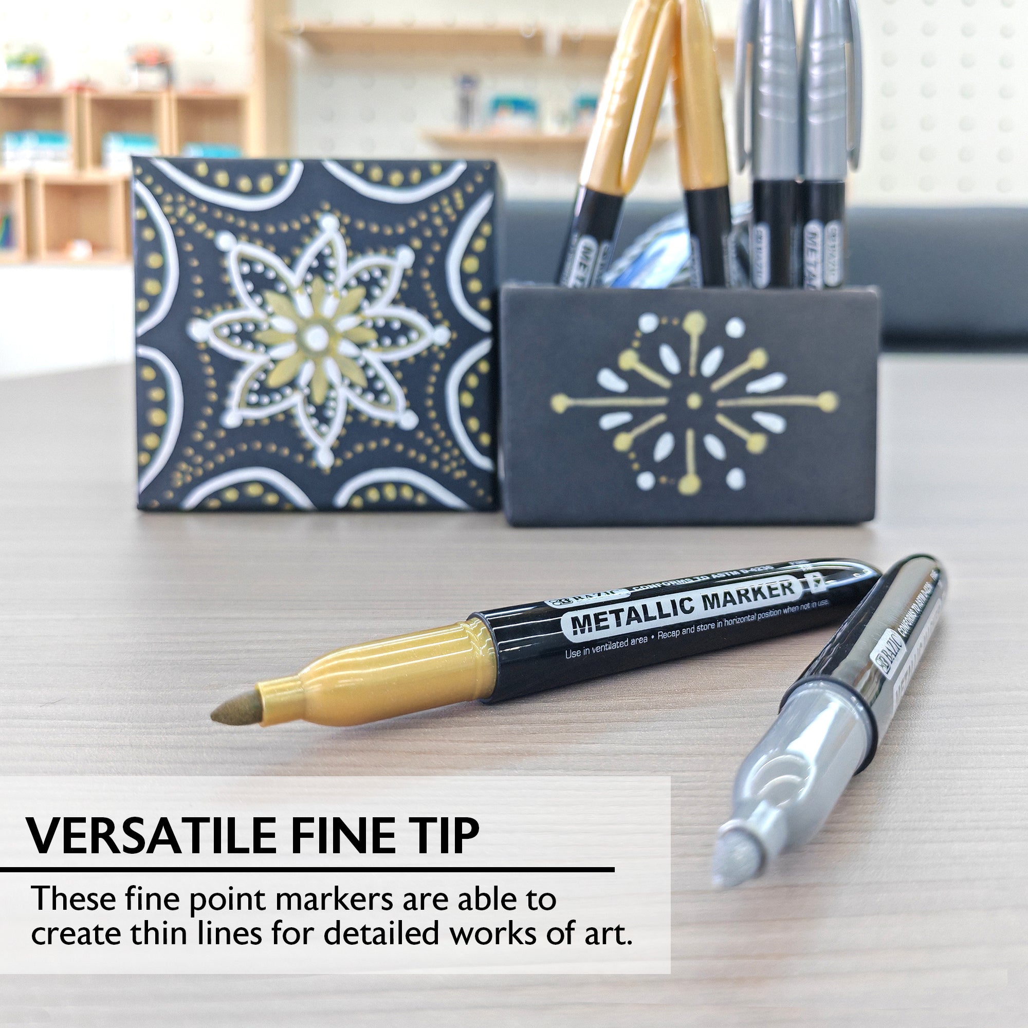 Silver and Gold Metallic Markers, Fine Tip, 2 Count