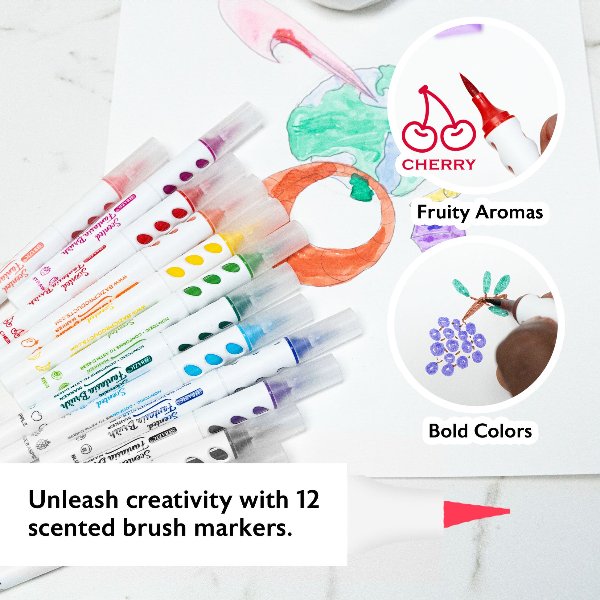 Fantasia 12 Colors Washable Brush Markers