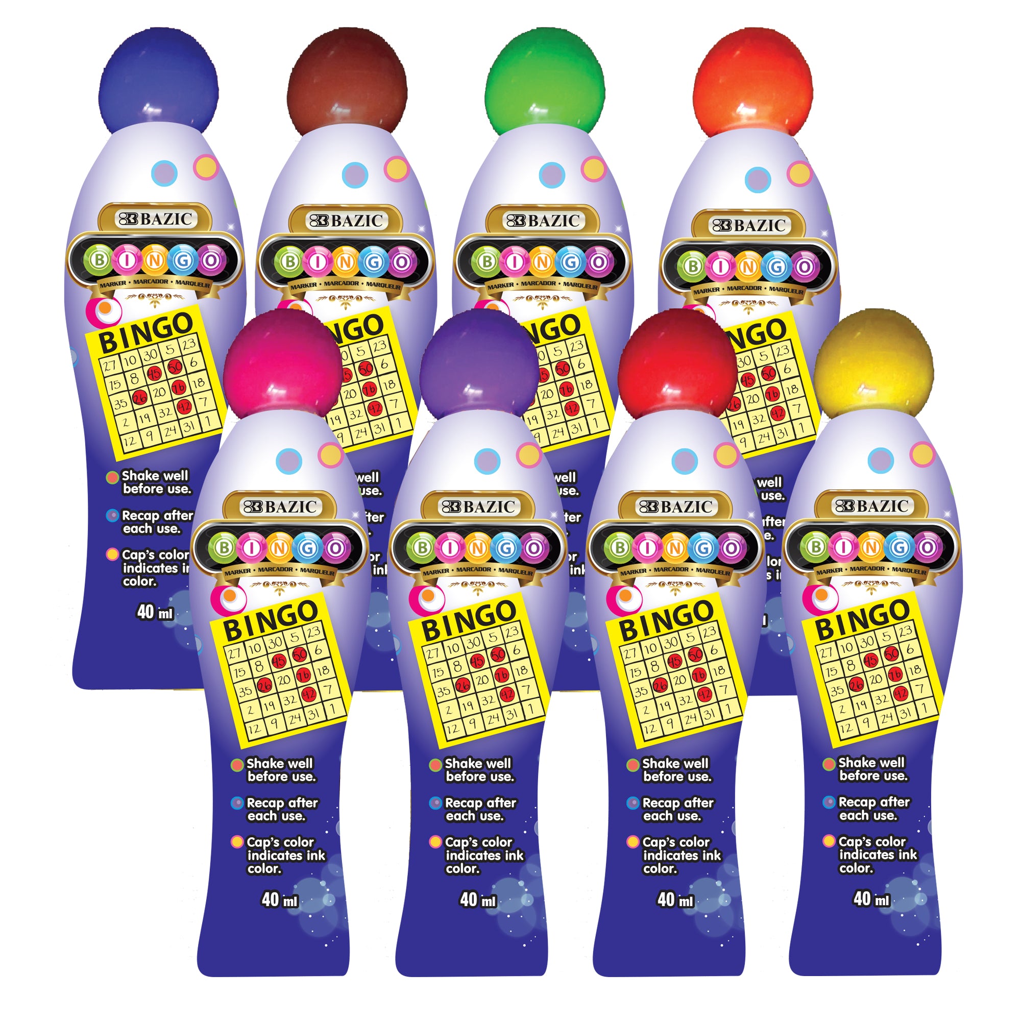 Bingo Dauber Marker, 40 ml, Assorted Colors