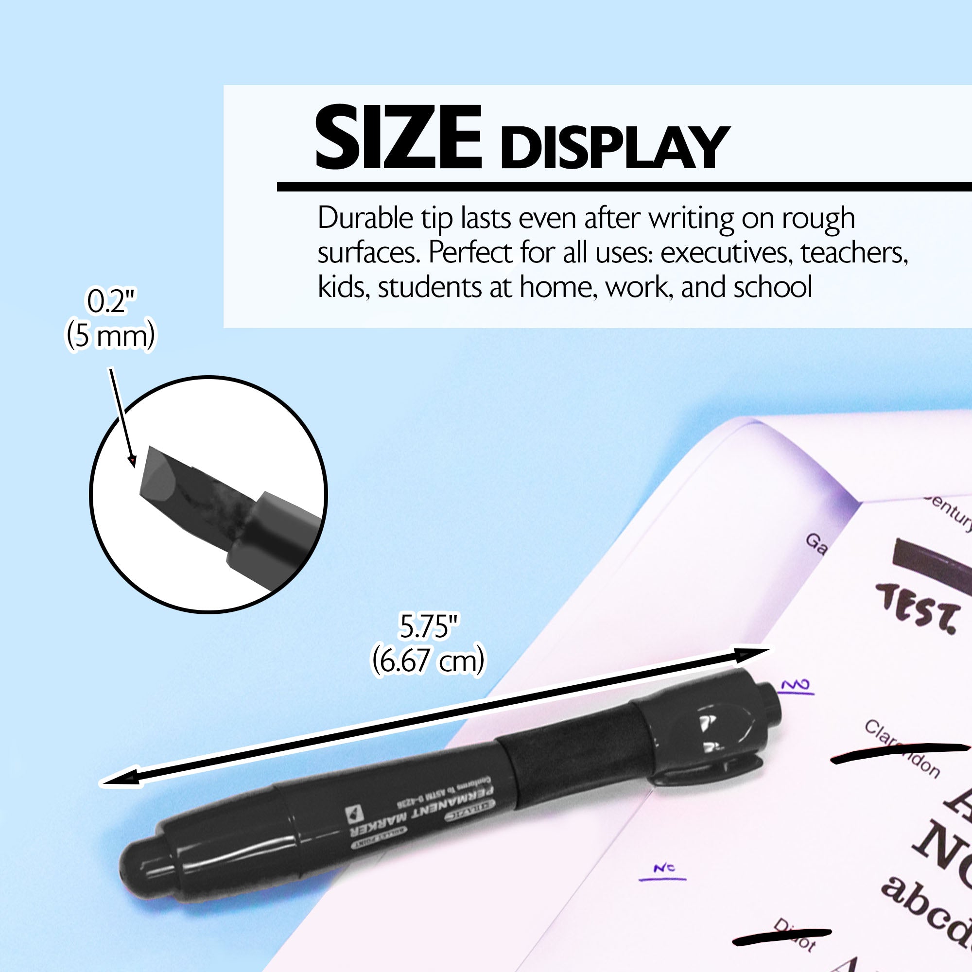 Black Permanent Markers, Chisel Tip, 3 Count