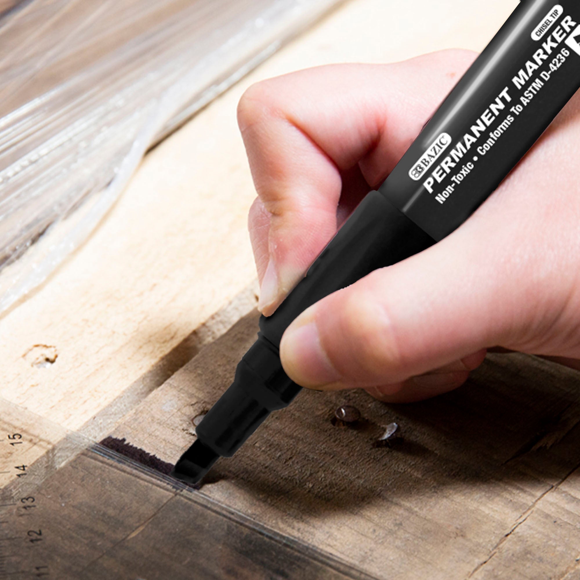 Black Permanent Markers, Chisel Tip, 3 Count
