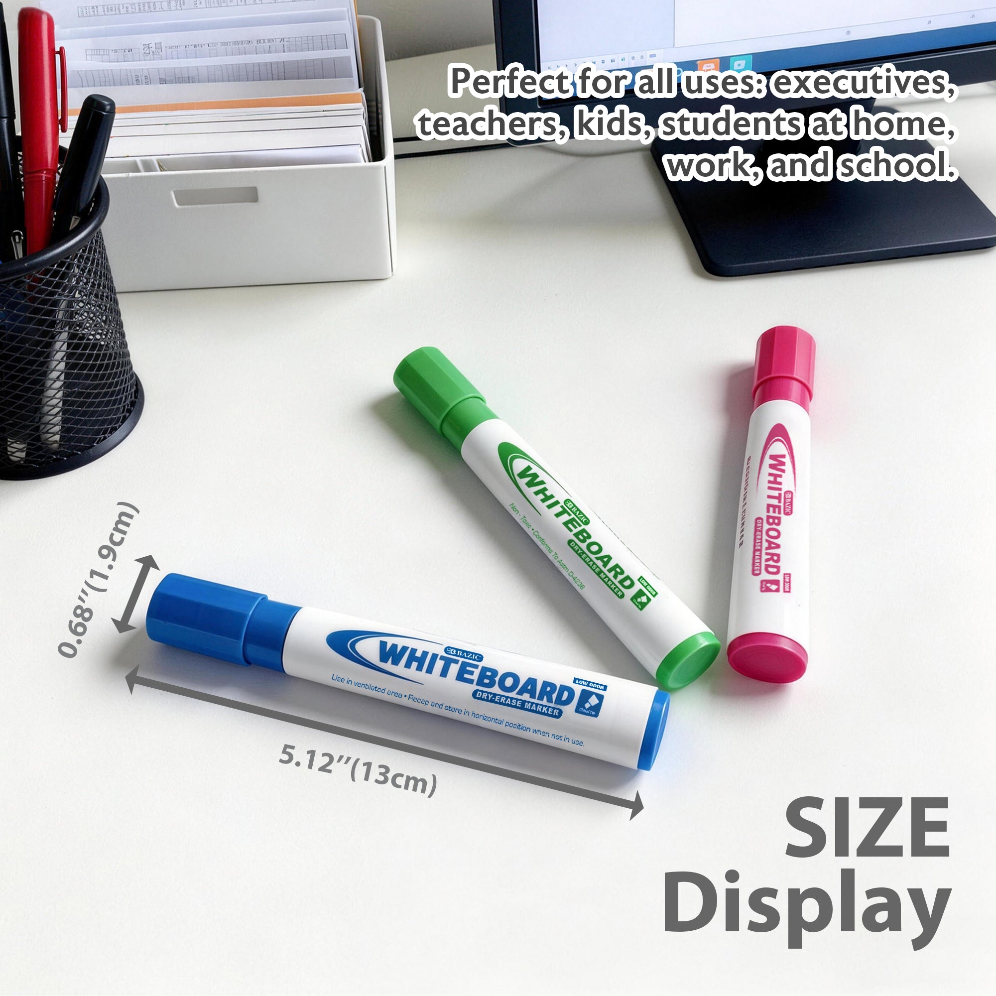 Bright Colors Chisel Tip Dry-Erase Markers (3/Pack)