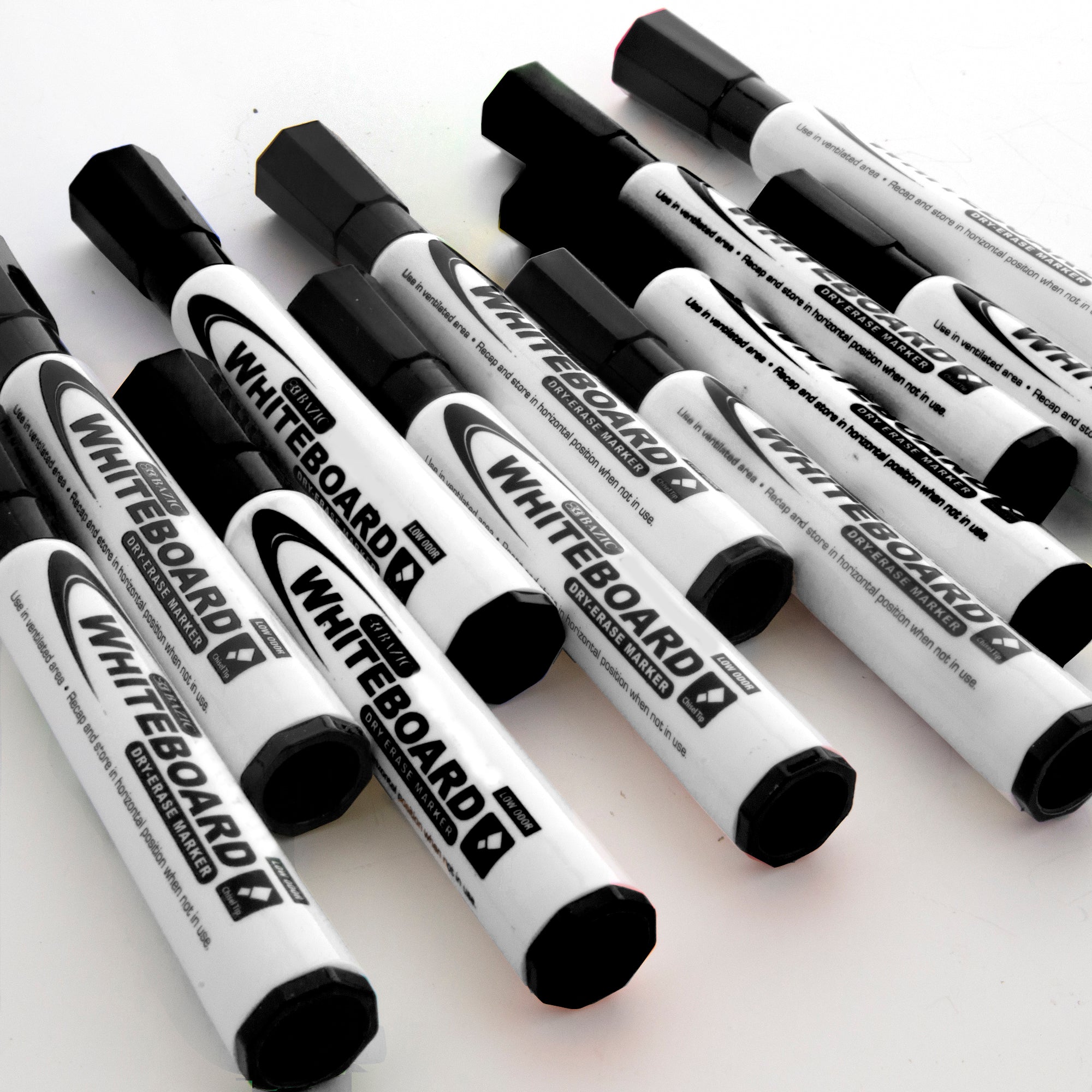 Black Dry Erase Markers, Chisel Tip, 3 Count, Low Odor