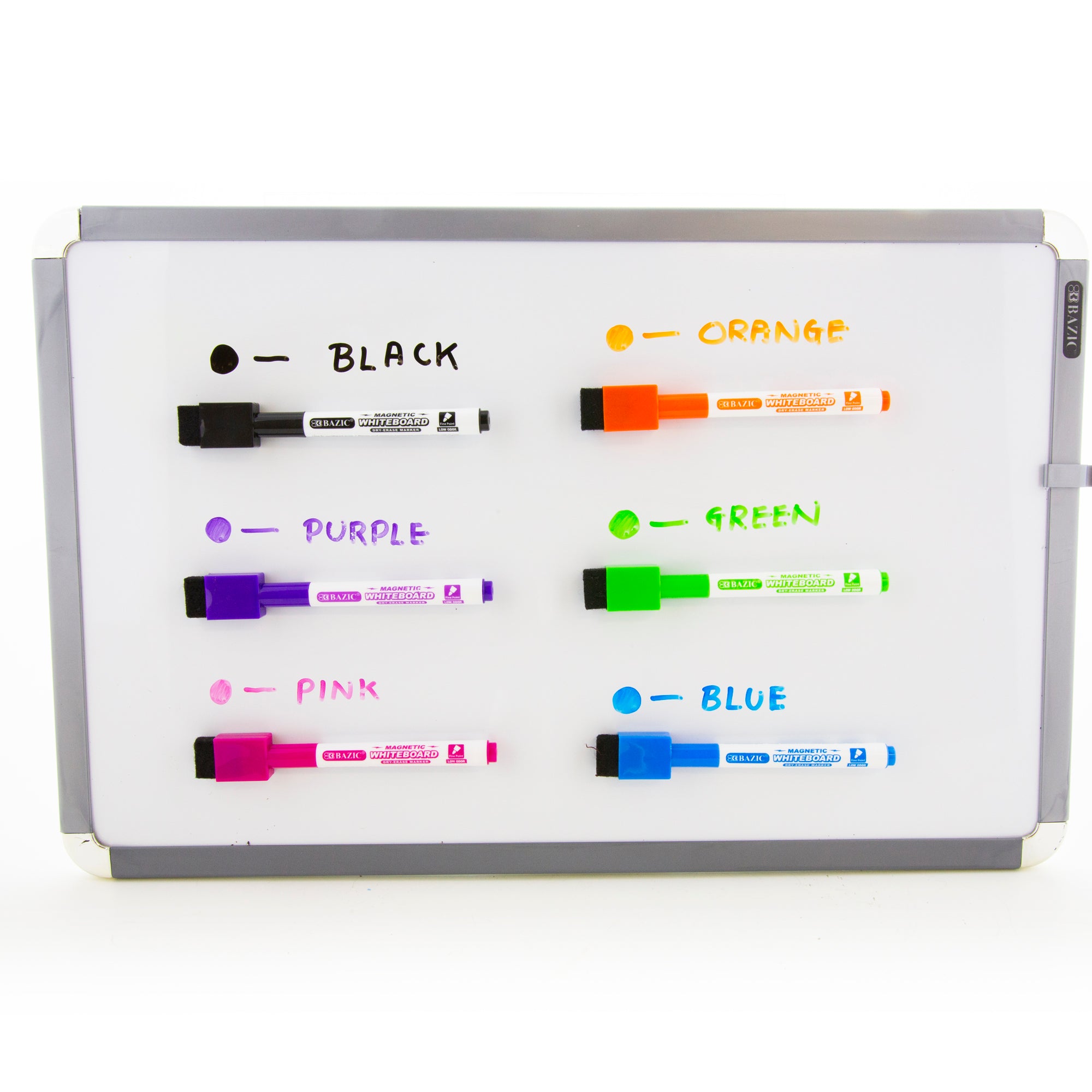 Dry Erase Markers, Fine Tip, Magnetic, 6-Count