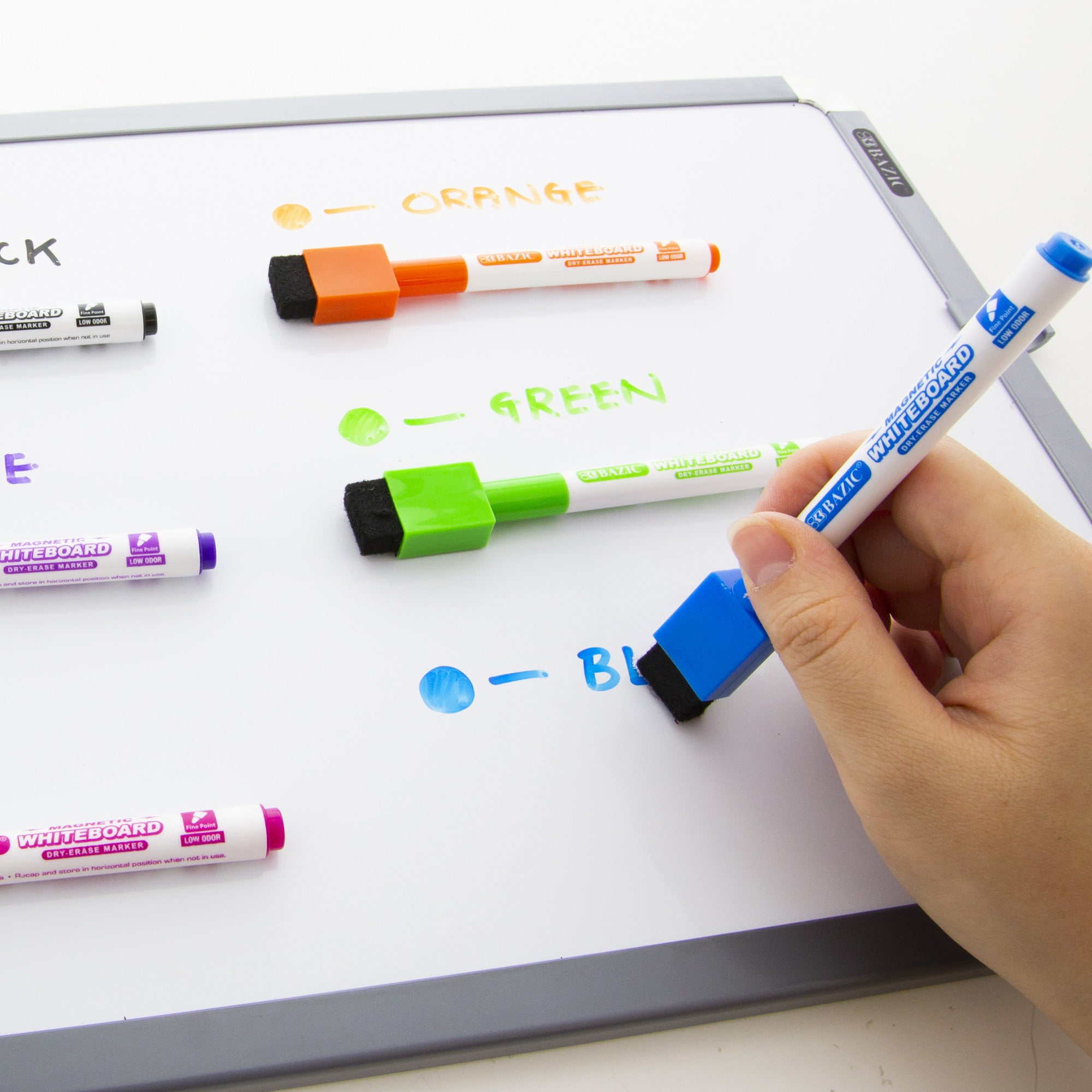 Dry Erase Markers, Fine Tip, Magnetic, 6-Count