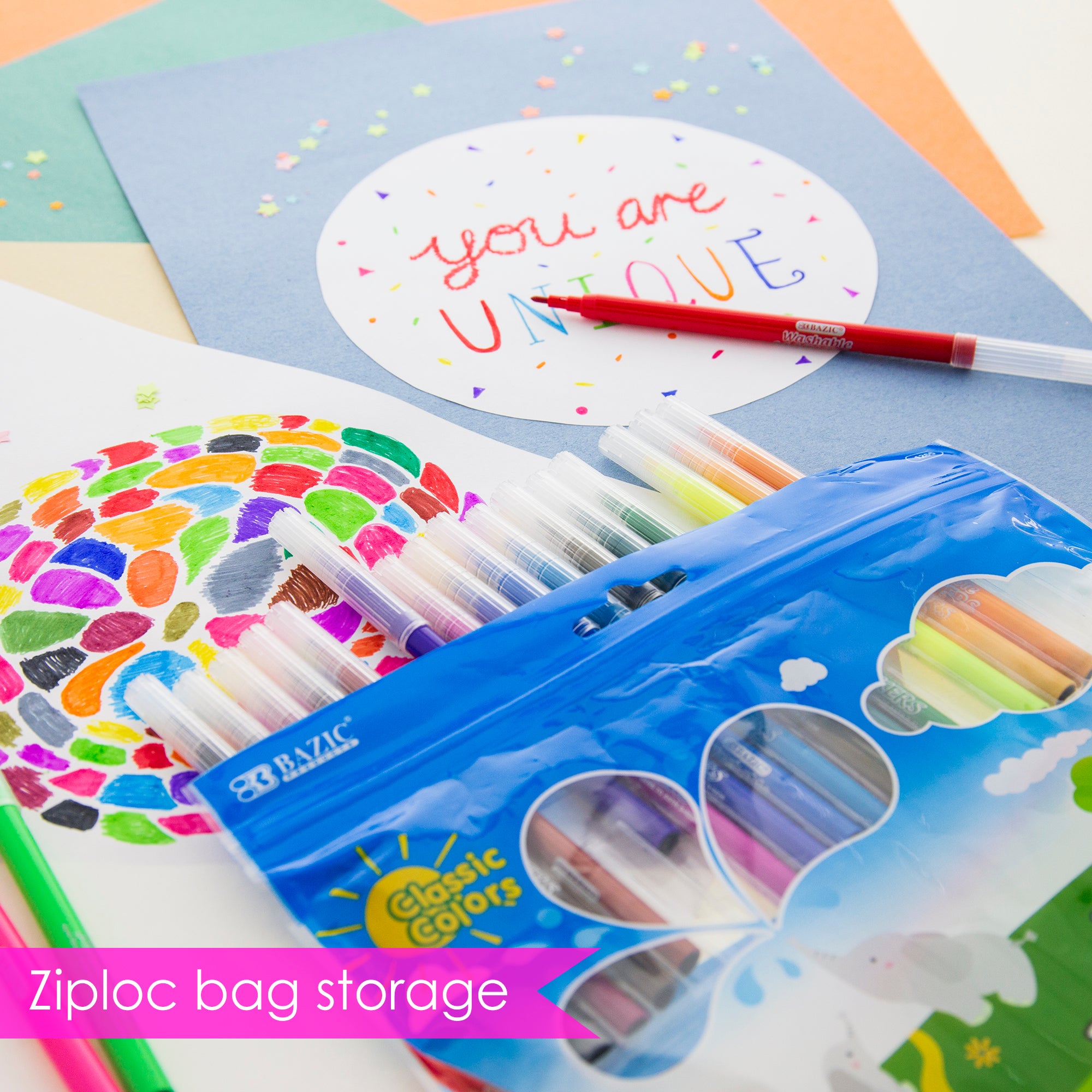 20 Colors Washable Markers, Fine Tip, for Kids School Art