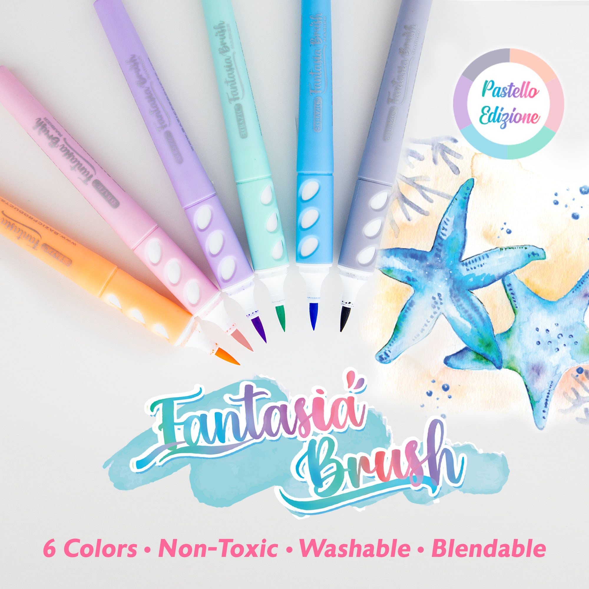 6 Pastel Colors Brush Markers