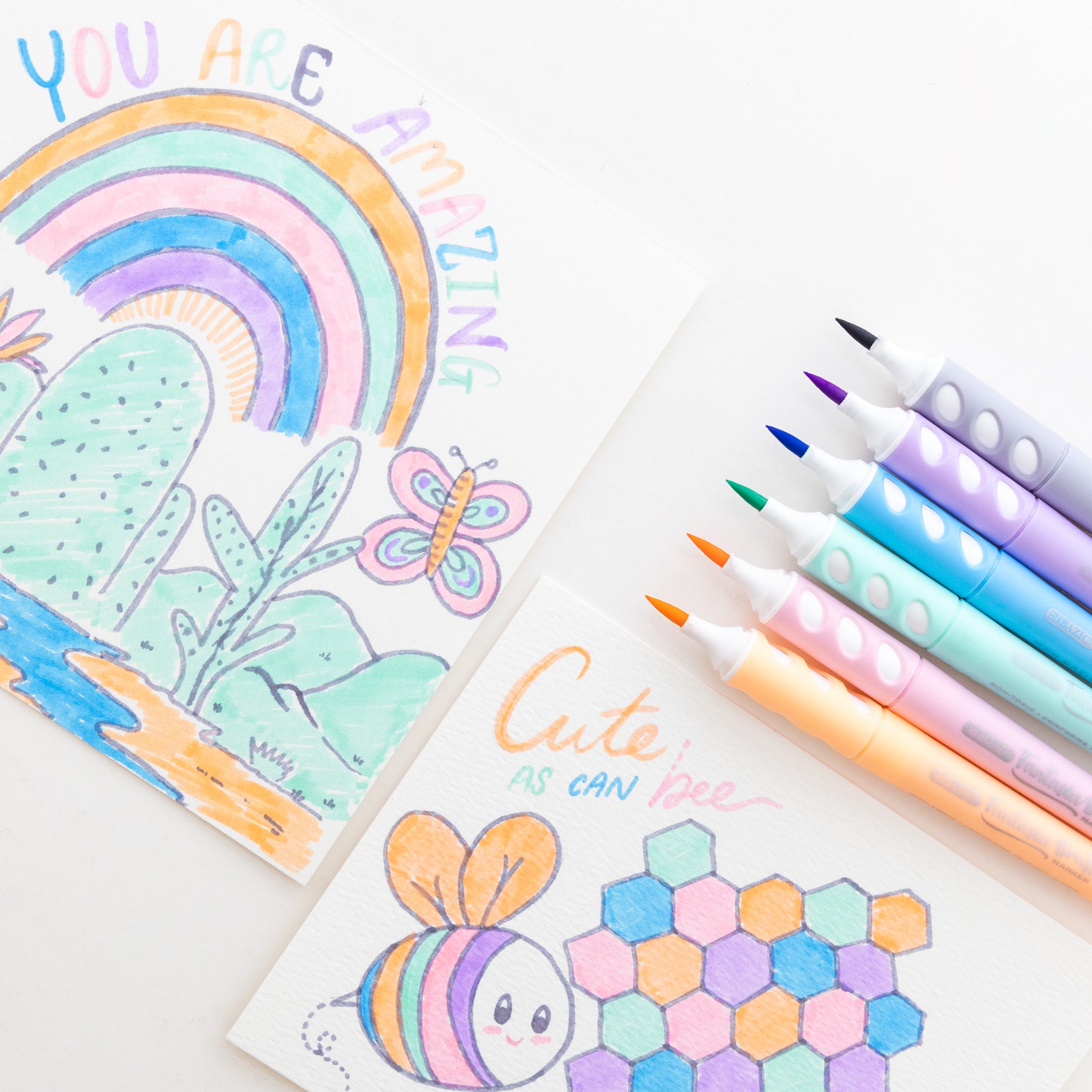 6 Pastel Colors Brush Markers