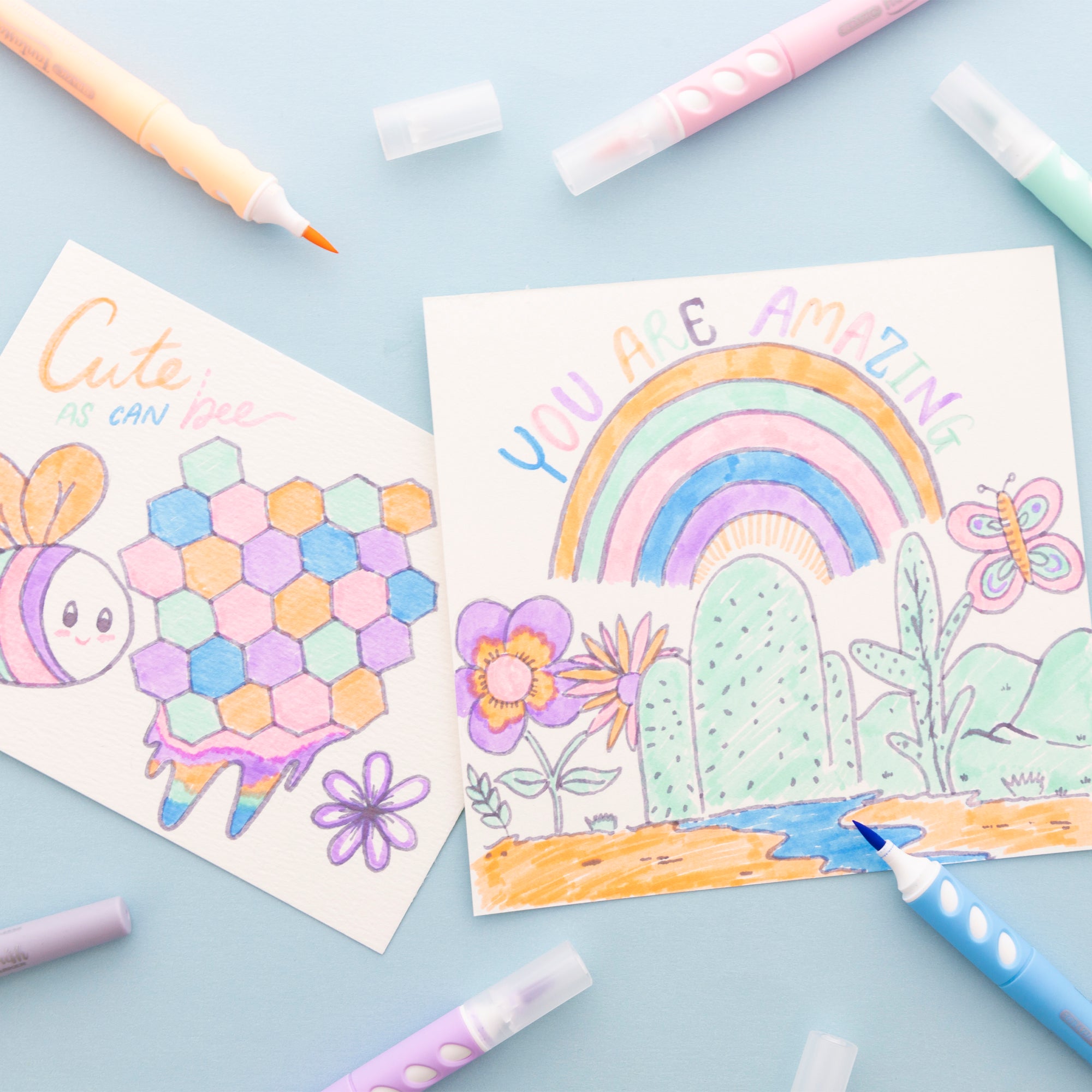 6 Pastel Colors Brush Markers