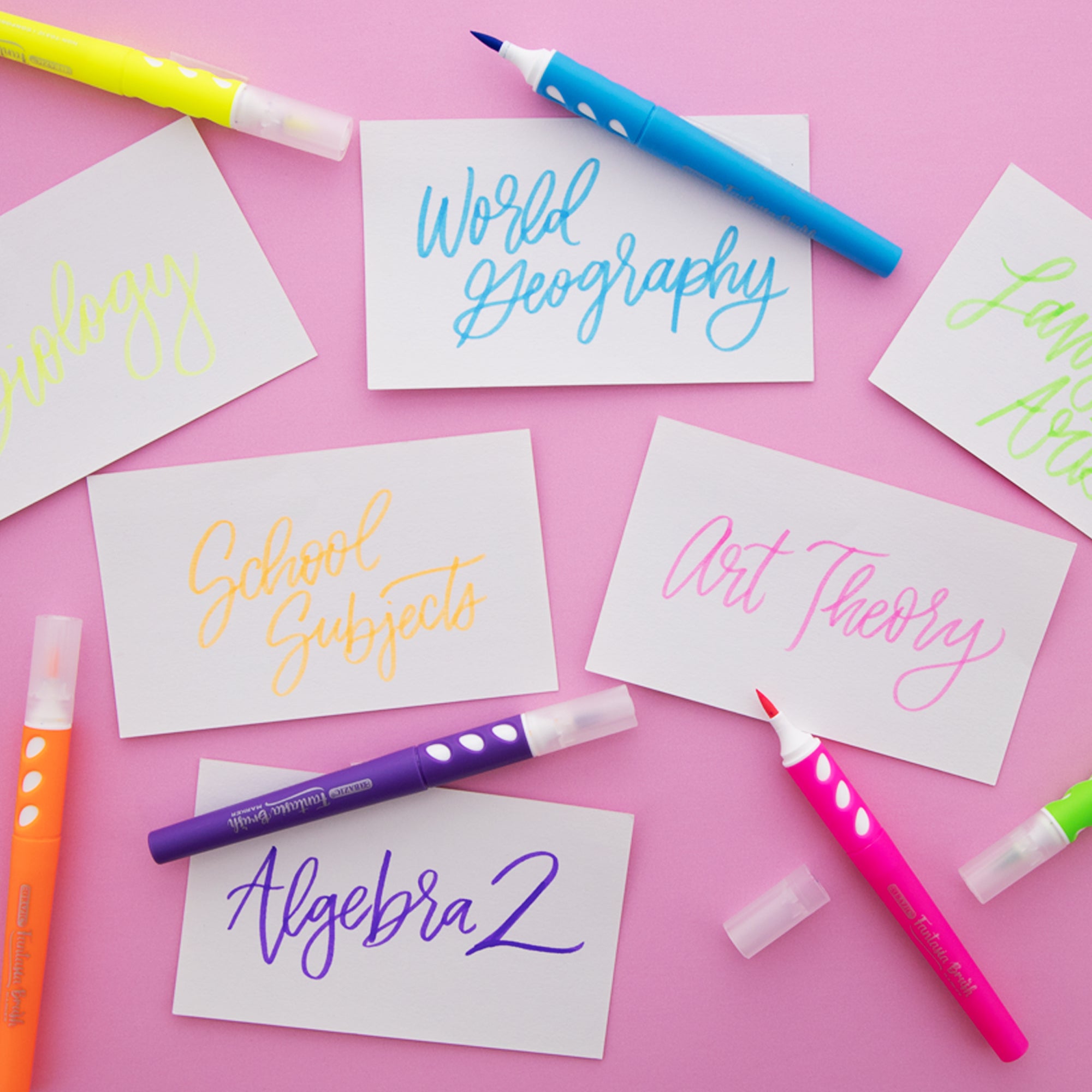 6 Fluorescent Colors Brush Markers